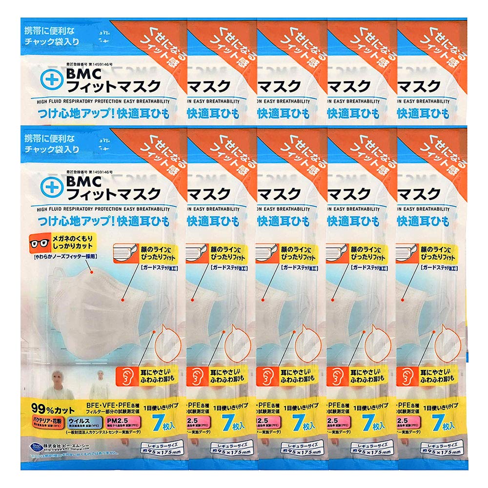 Mặt nạ BMC Fit Size Thường Trắng 7 Miếng Set 10 chiếc