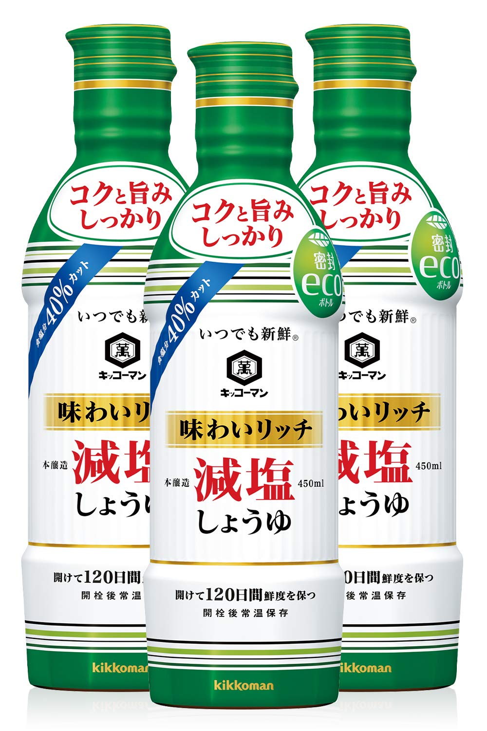 Kikkoman Foods Kikkoman Always Fresh Rich Flavor Low Salt Soy Sauce 450ml x 3 pieces