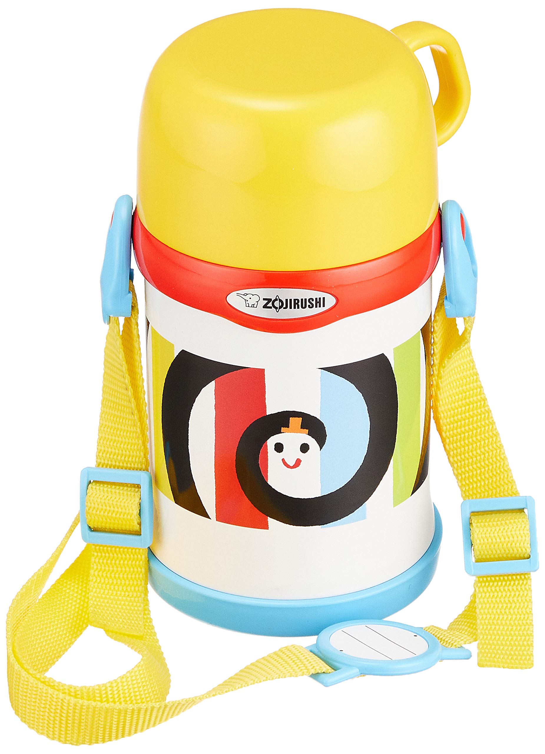 Zojirushi Mahobin Water Bottle for Children 450ml Cup Type with Strap Stainless Steel Bottle Lightweight & Compact Heat/Cold Insulation Shimashima Guruguru SC-LH45S-EW