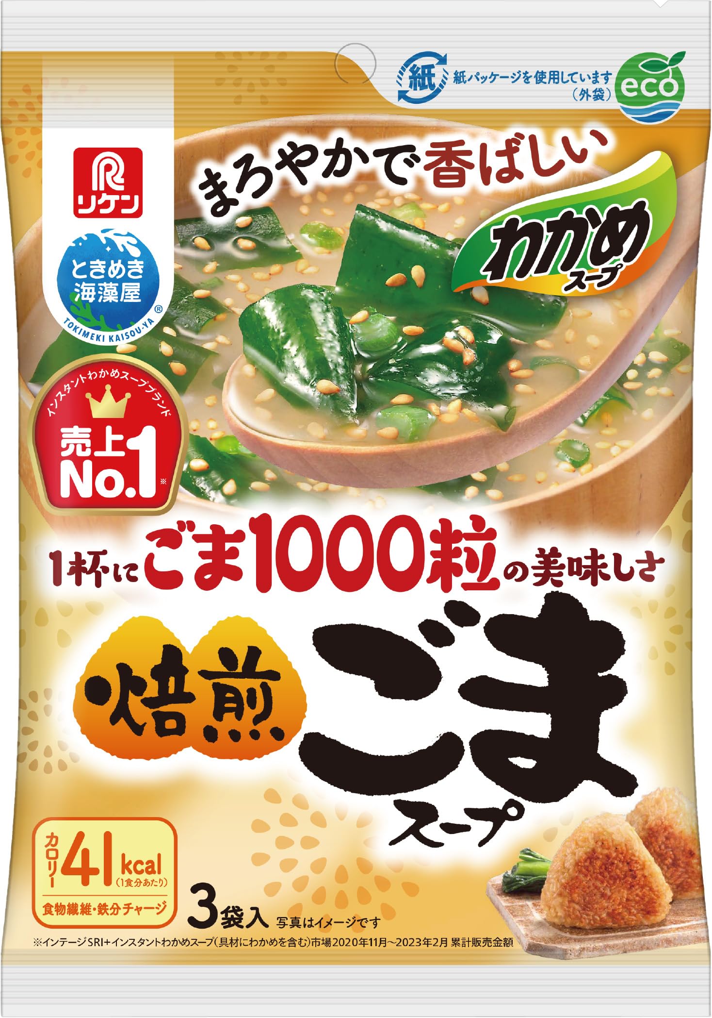 리켄 미역 스프 참깨 1000 알갱이의 맛 로스팅 참깨 수프 3 봉지 29.4 g × 10 봉지
