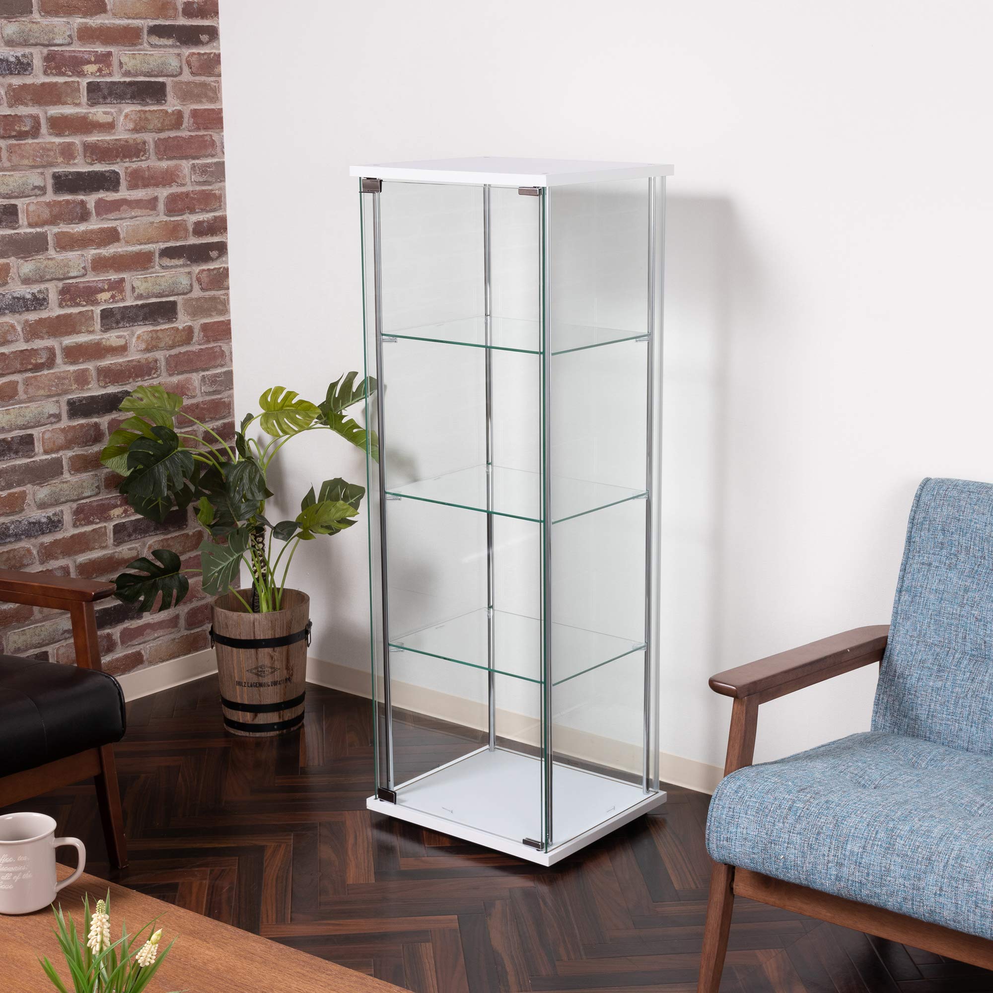 Fuji Boeki Collection Case Figure Case 4 Tiers Width 42.5 x Depth 36.5 x Height 120cm White Full Glass Assembly Product Low Type 97341