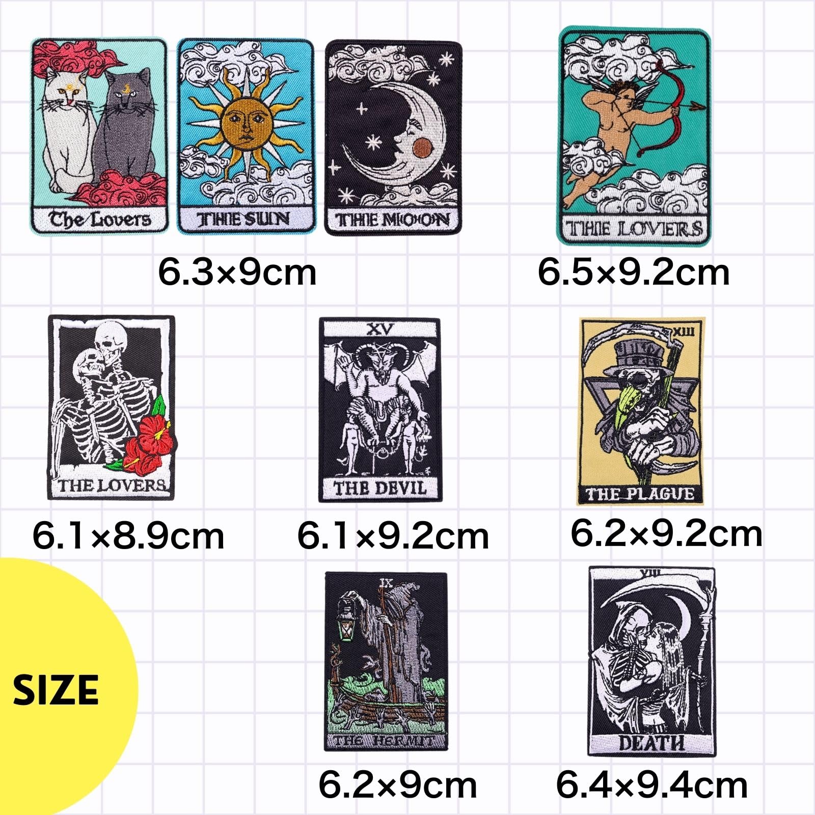 Patch Embroidery Tarot Card Design (02.The Lovers) 1 Piece Cat Iron-On Patch Applique Repair DIY Handicraft Stylish Gothic Mysterious NYANDELMO ND-0417-R04-02-PE7126CT