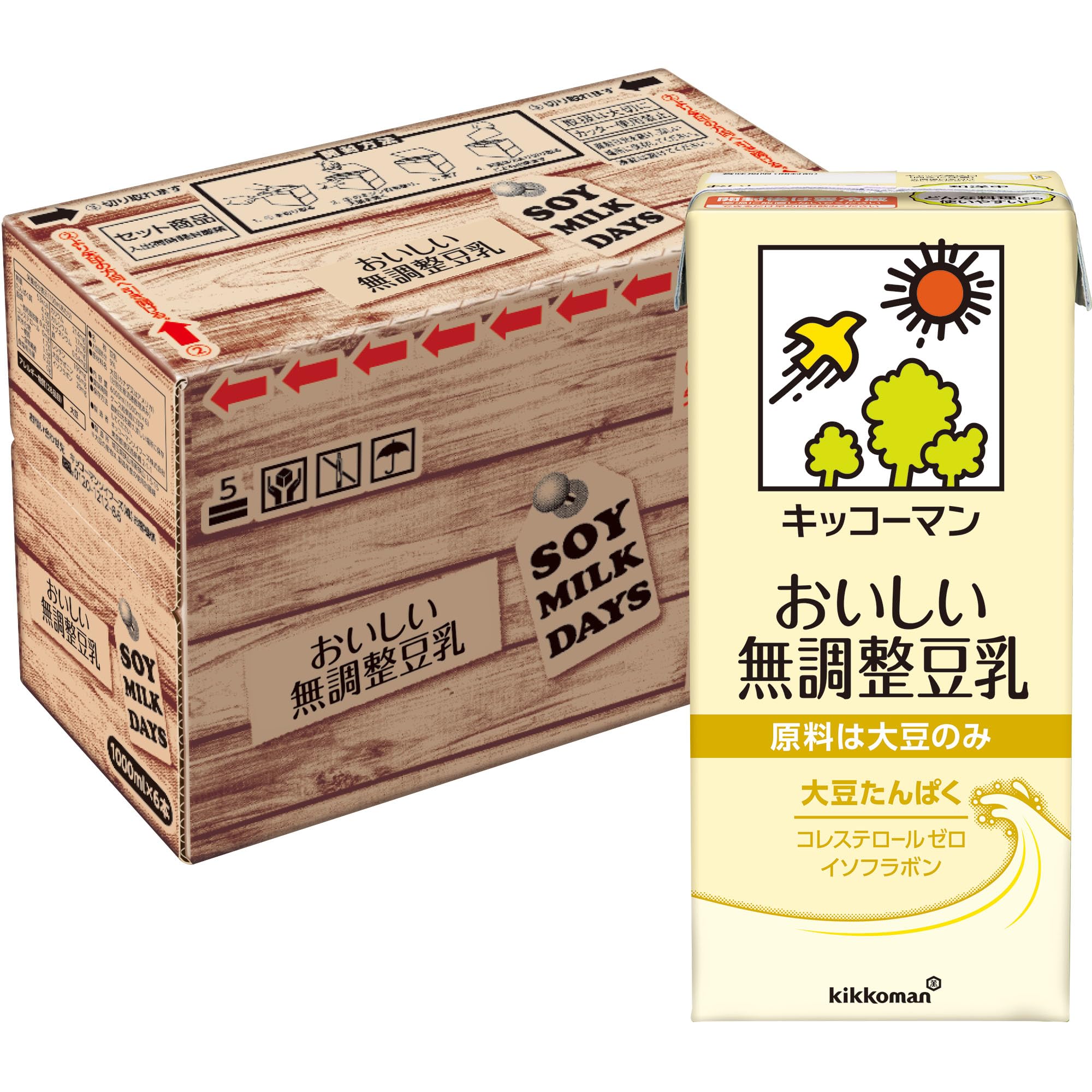 Kikkoman delicious unadjusted soy milk SOYMILK DAYS 1000ml x 6 bottles