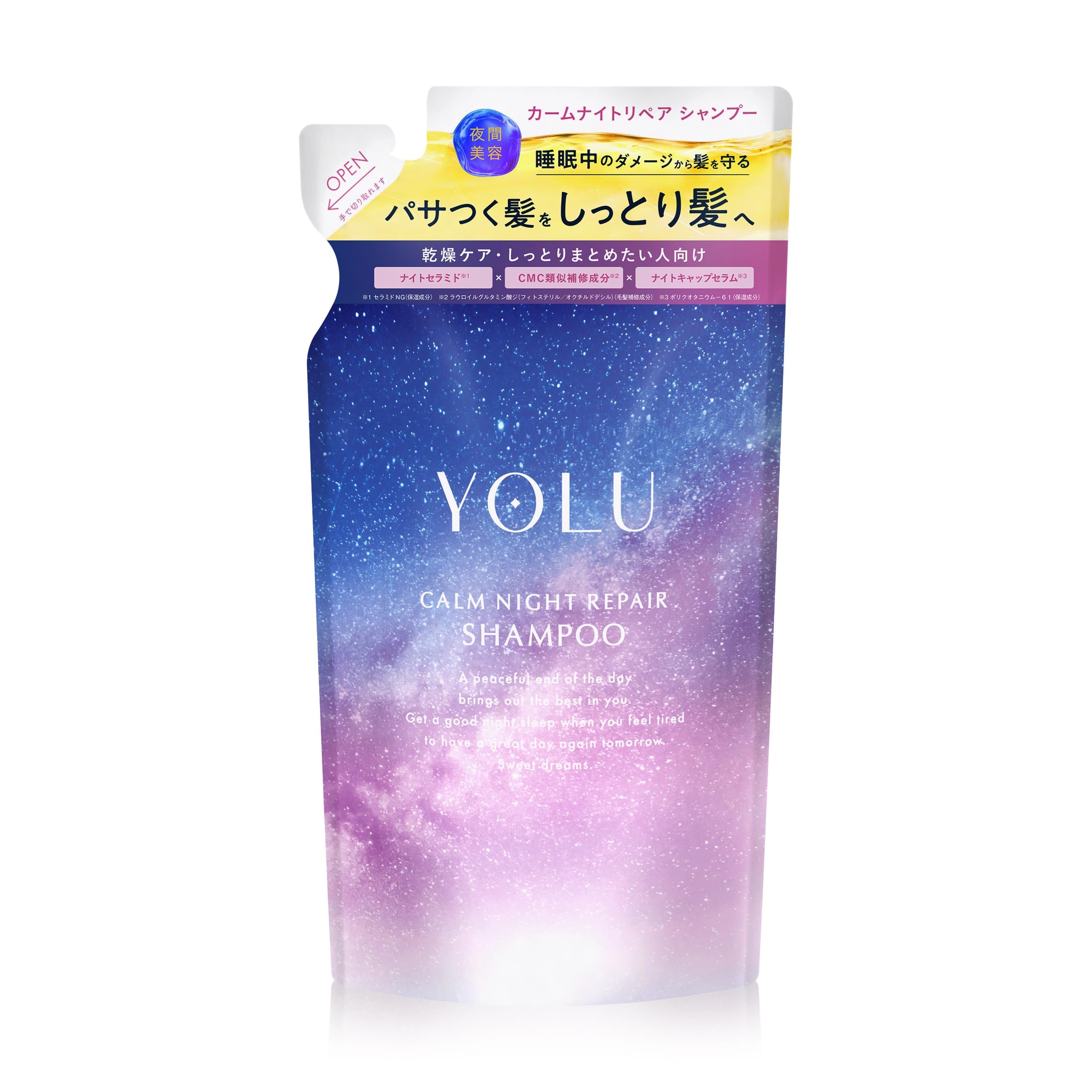 YOLU 요르 샴푸 캠 나이트 리페어 리필 피해 수리 촉촉한 머리 네롤리 피오니