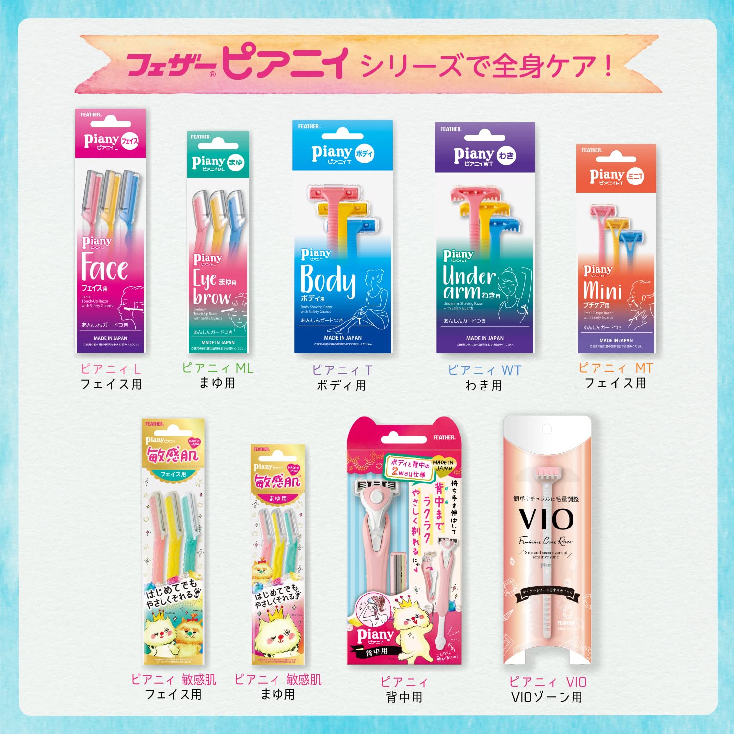 Feather safety razor Peanie ML for eyebrows with guard and other main units