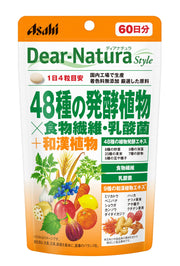 디아나츄라 스타일 48종의 발효 식물×식이 섬유·유산균 240립(60일분) 아사히 사프리 Dear-Natura 국내 공장에서 생산 파우치