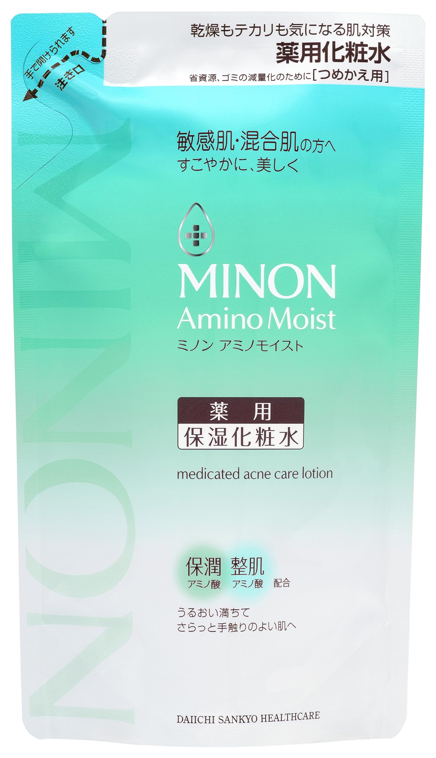 미논 아미노 모이스트 약용 여드름 케어 로션 리필 130mL 【민감한 피부 혼합 피부】 보습 화장수 깔끔한 윤기 피부 여유 · 여드름을 방지 의약 부외품