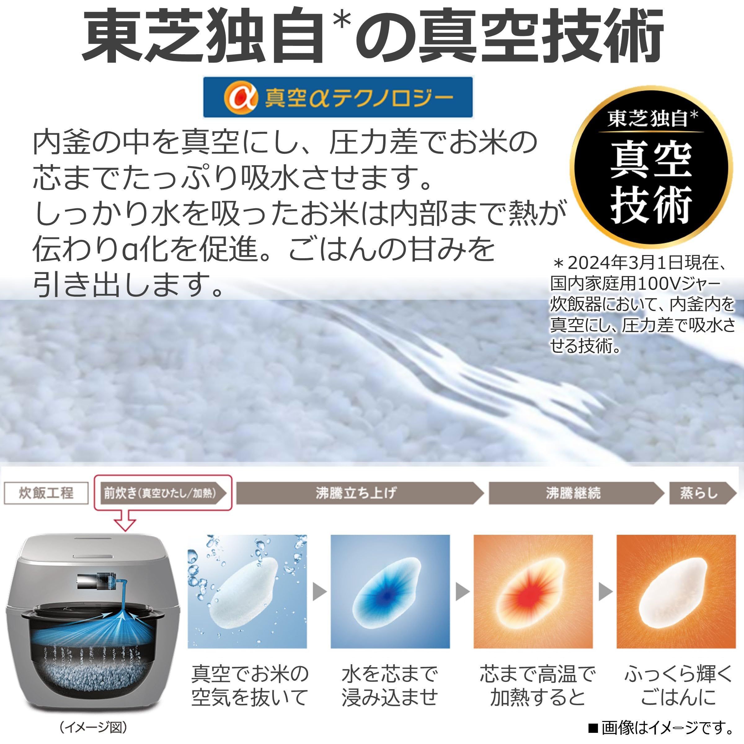 TOSHIBA(도시바) 밥솥 화장장 5.5합 RC-10HGW(K) 그란 블랙 진공 압력 IH rice cooker 일본제 진공 히타시 조 밥