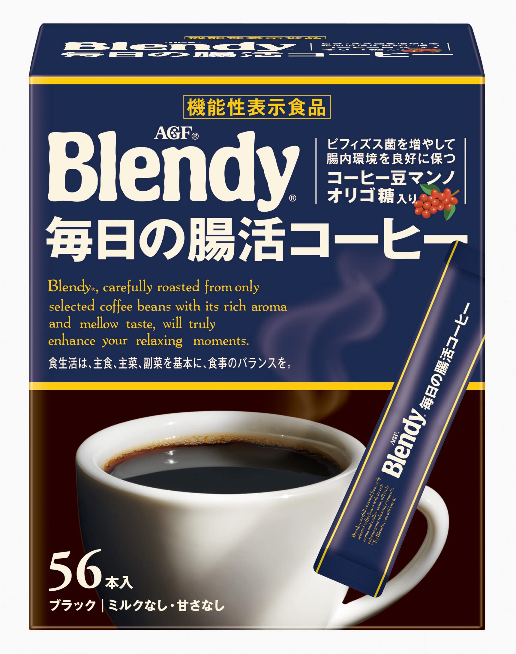 AGF Blendy Stick Black Daily Intestine Coffee 56 Bottles [Instant] [Soluble in Water] [Manno Oligosaccharide]
