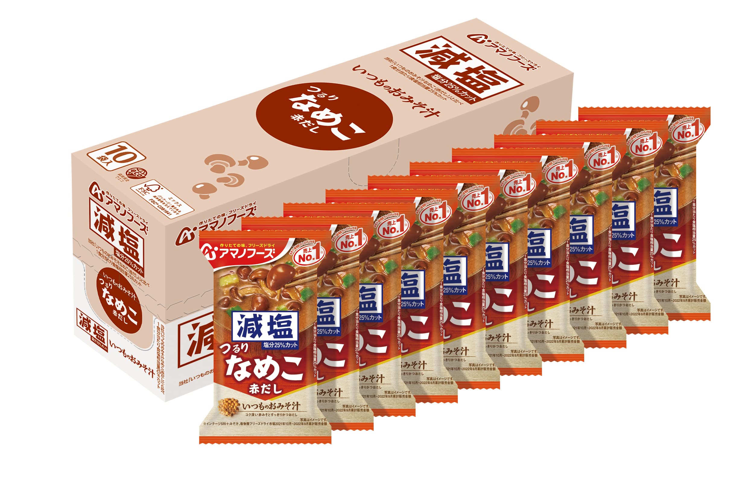 Amano Foods Low Salt Usual Miso Soup Nameko (Red Dashi) 8g x 10 bags