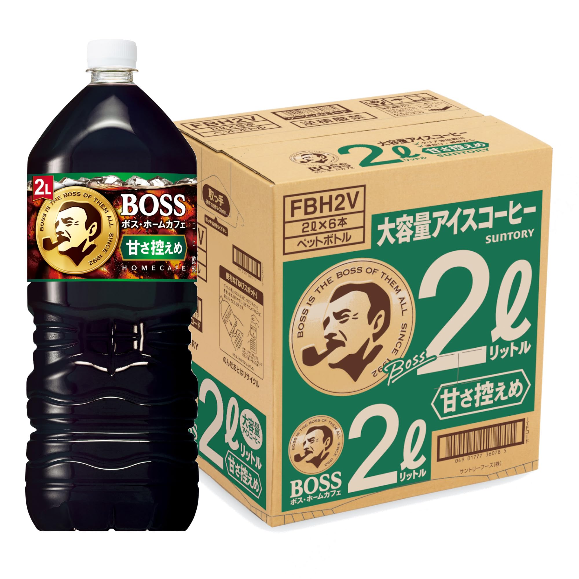 Suntory Boss Home Cafe Low Sweetness Large Capacity Iced Coffee 2L x 6 bottles