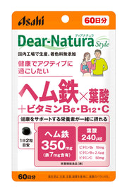 디아나츄라 스타일 헴철×엽산 + 비타민 B6・B12・C 120알 (60일분) 아사히 사프리 Dear-Natura 국내 공장에서 생산