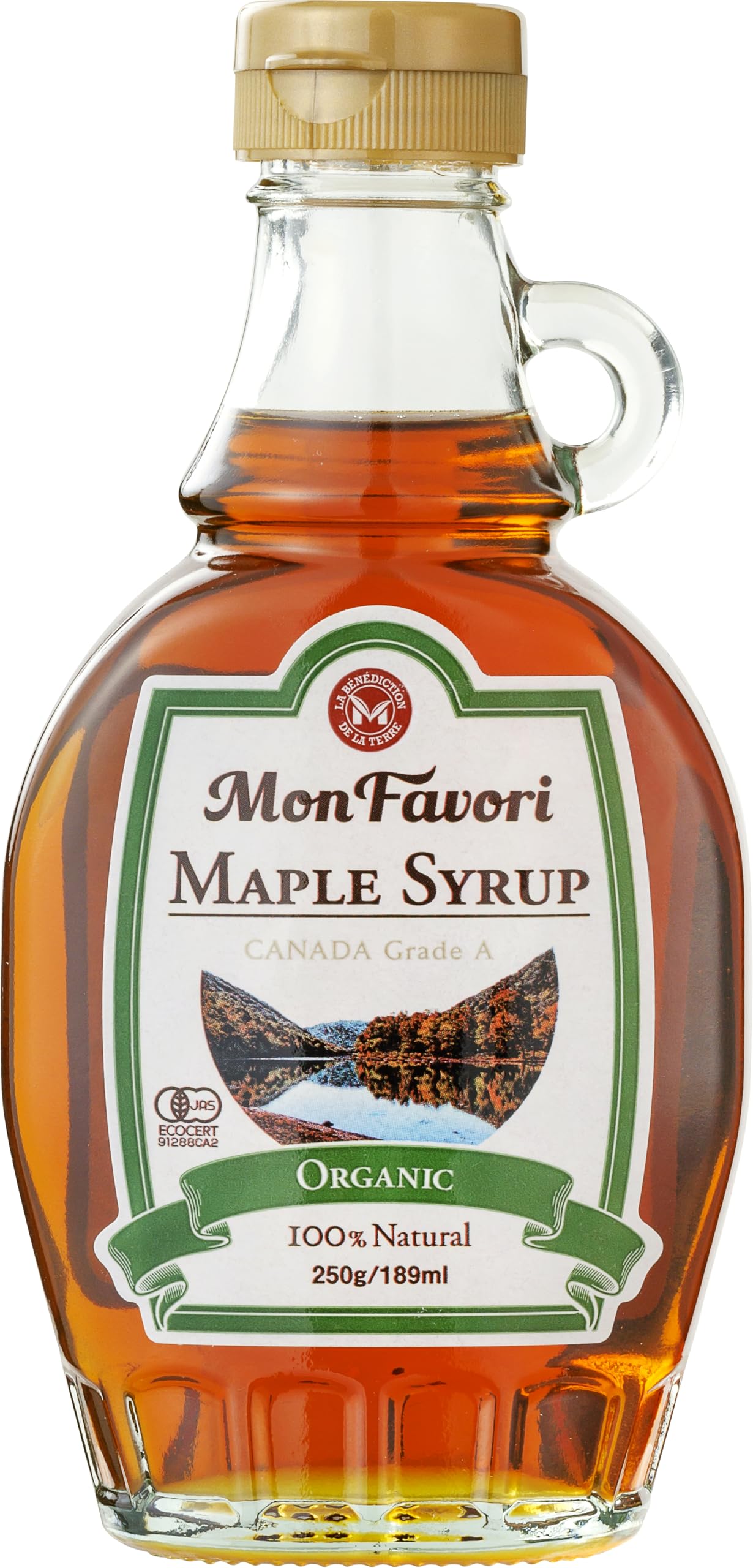 Monfavoli Organic Maple Syrup 250g Bottle [Organic JAS Certification Made in Canada Grade A Amber Rich Taste]