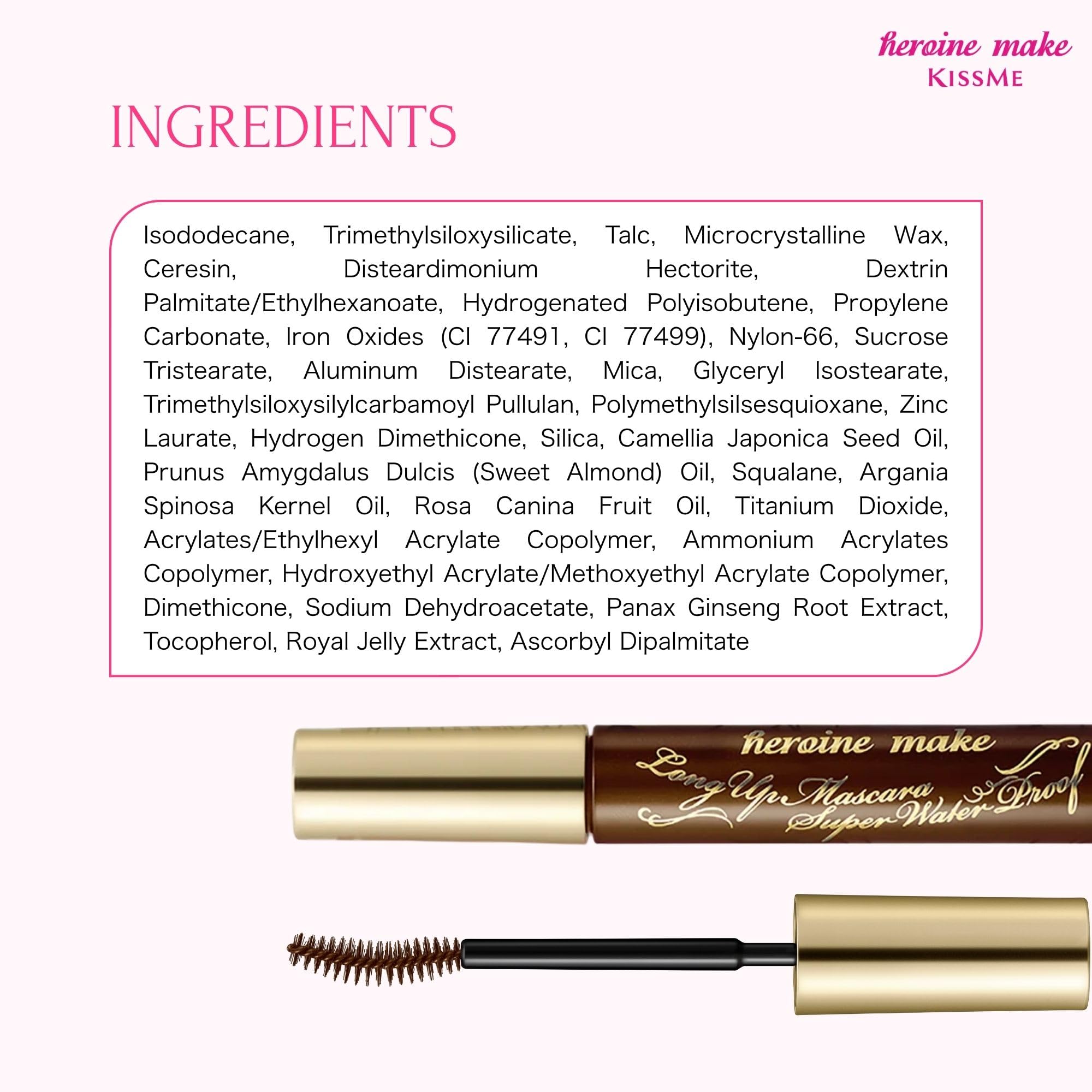 Heroine Make Long UP Mascara Super WP 02 Brown 6g Waterproof formula resistant to tears, sweat, water, sebum, and abrasion