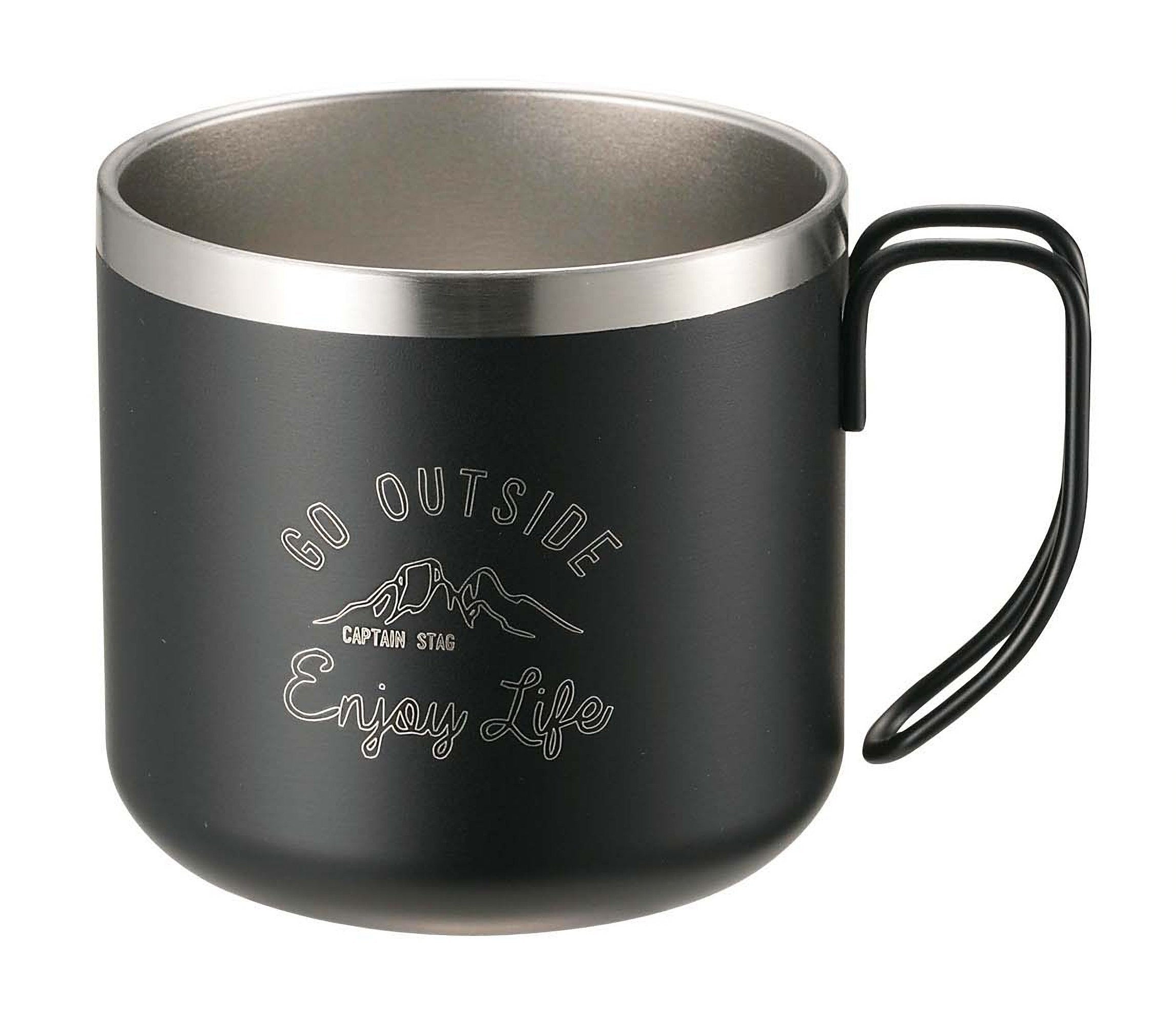 CAPTAIN STAG Mug Cup Double Stainless Steel Vacuum Insulated Heat/Cold 350ml Black Monte UE-3429