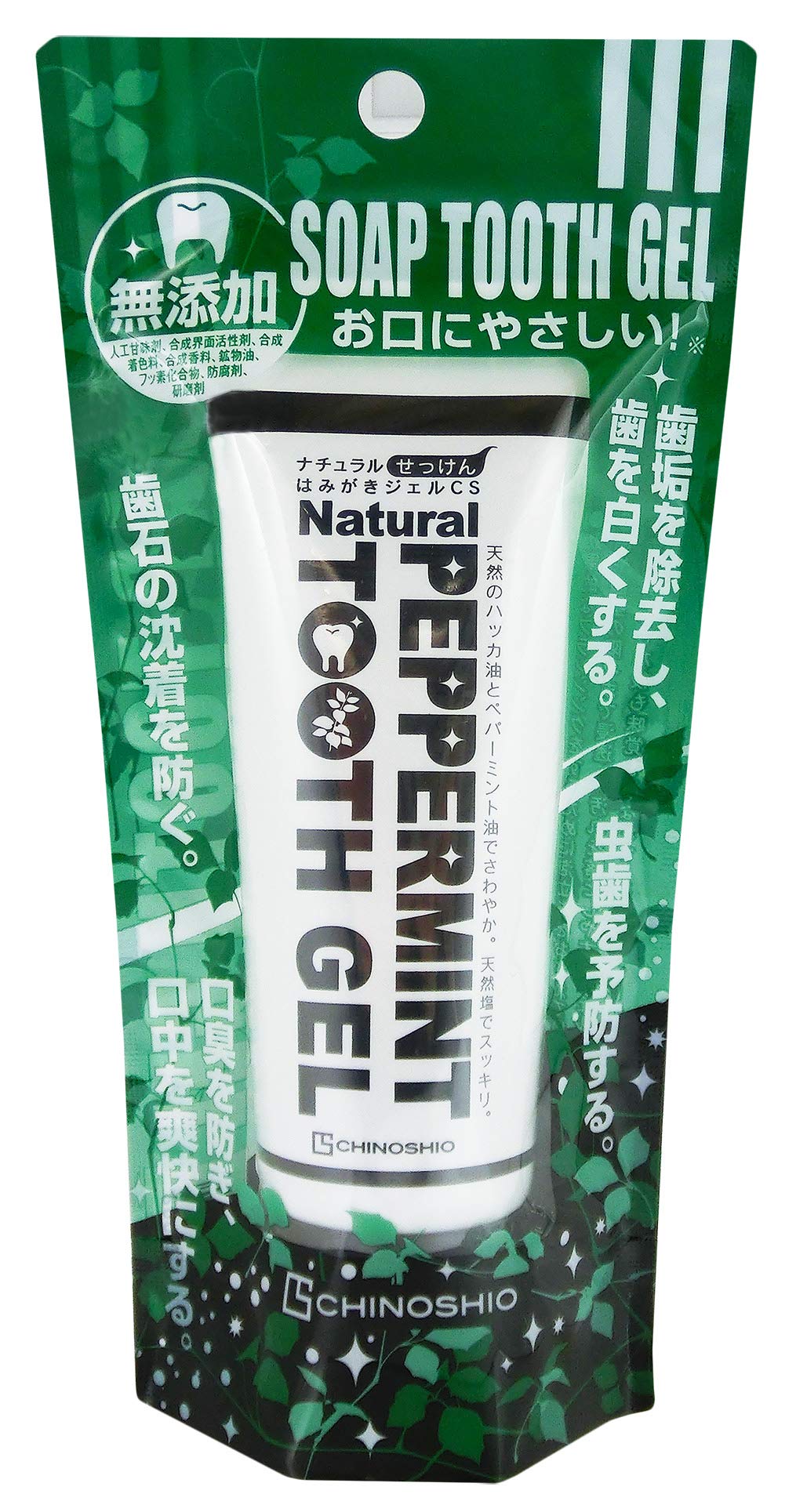 [Ji-no-Shiosha] Natural soap toothpaste gel CS green peppermint plaque removal tooth decay prevention bad breath prevention toothpaste gel 1 piece