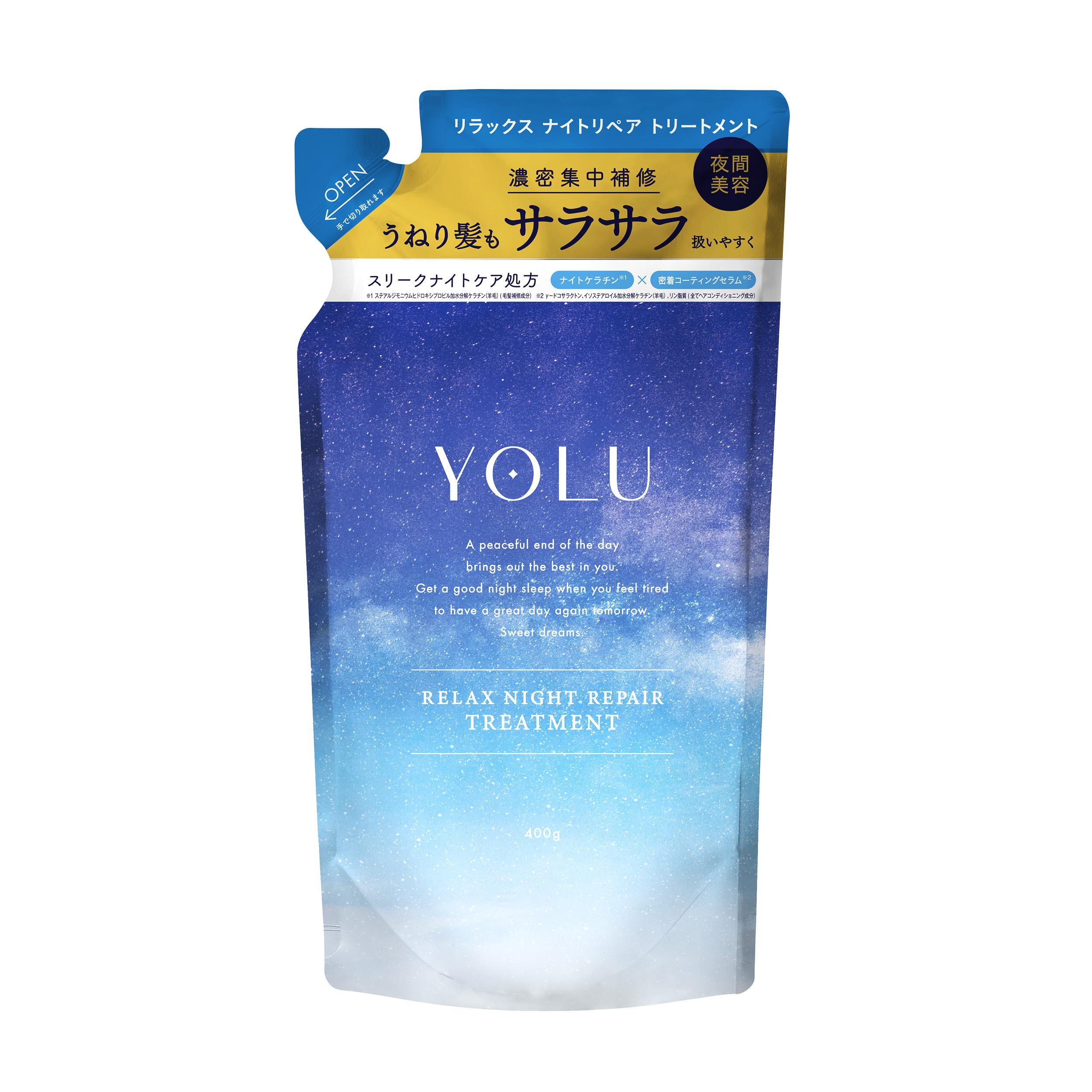 YOLU | Treatment Refill [Relax Night Repair] Dầu xả chăm sóc tóc làm đẹp ban đêm 400g dành cho nam nữ