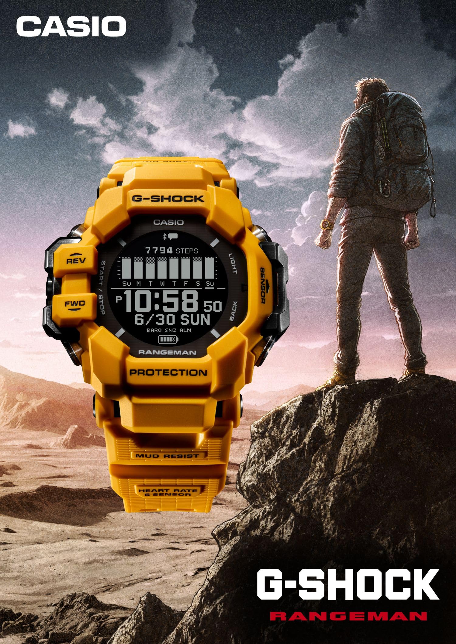 [Casio] G-Shock Watch [Domestic Genuine Product] RANGEMAN GPS Heart Rate Monitor Equipped with Bluetooth Environmentally Friendly Materials GPR-H1000-1JR Men's Black