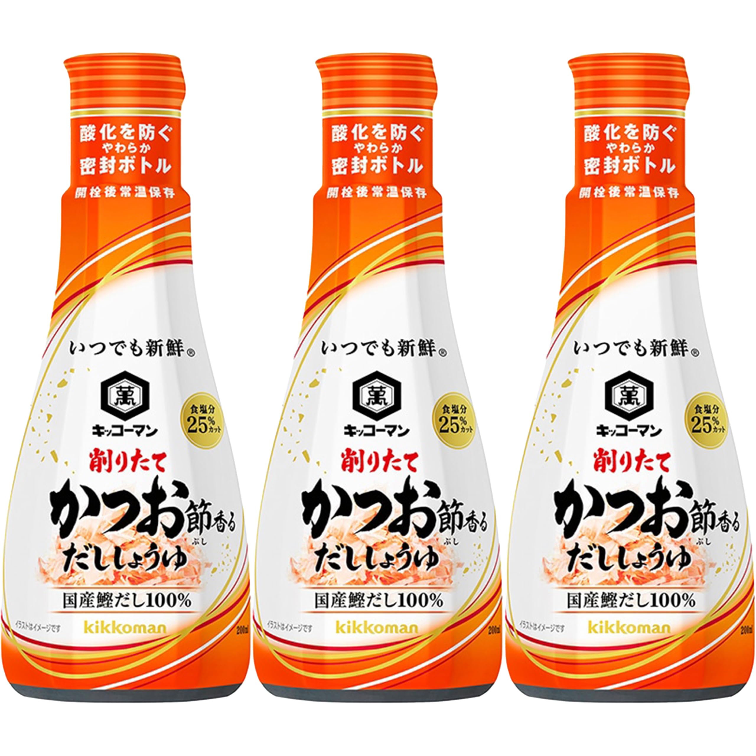 【미노루 상사】 키코만 갓 갓 구운 가다랭이 향기 간장 200ml, 3병