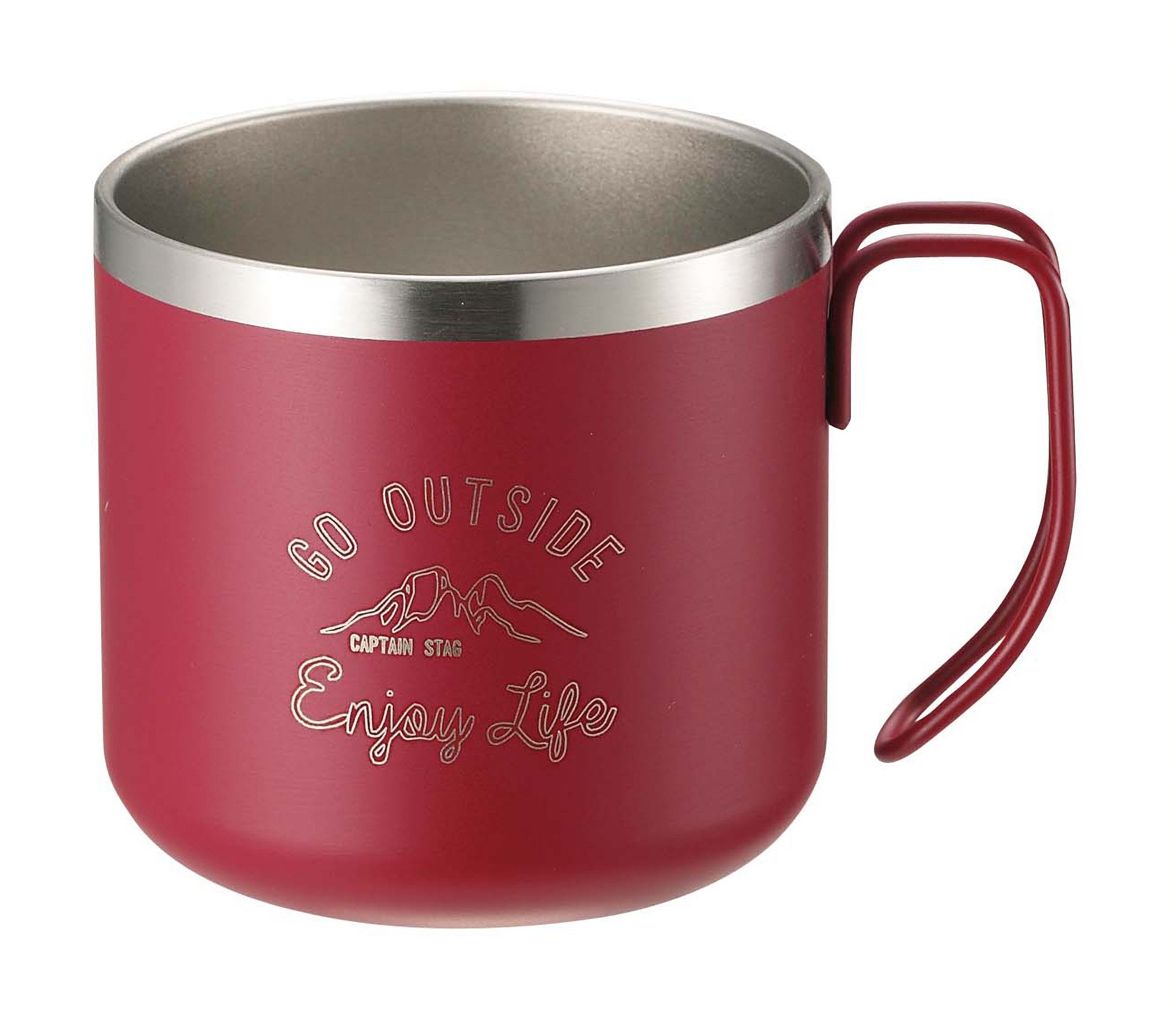CAPTAIN STAG Mug Cup Double Stainless Steel Vacuum Insulated Heat/Cold 350ml Red Monte UE-3435