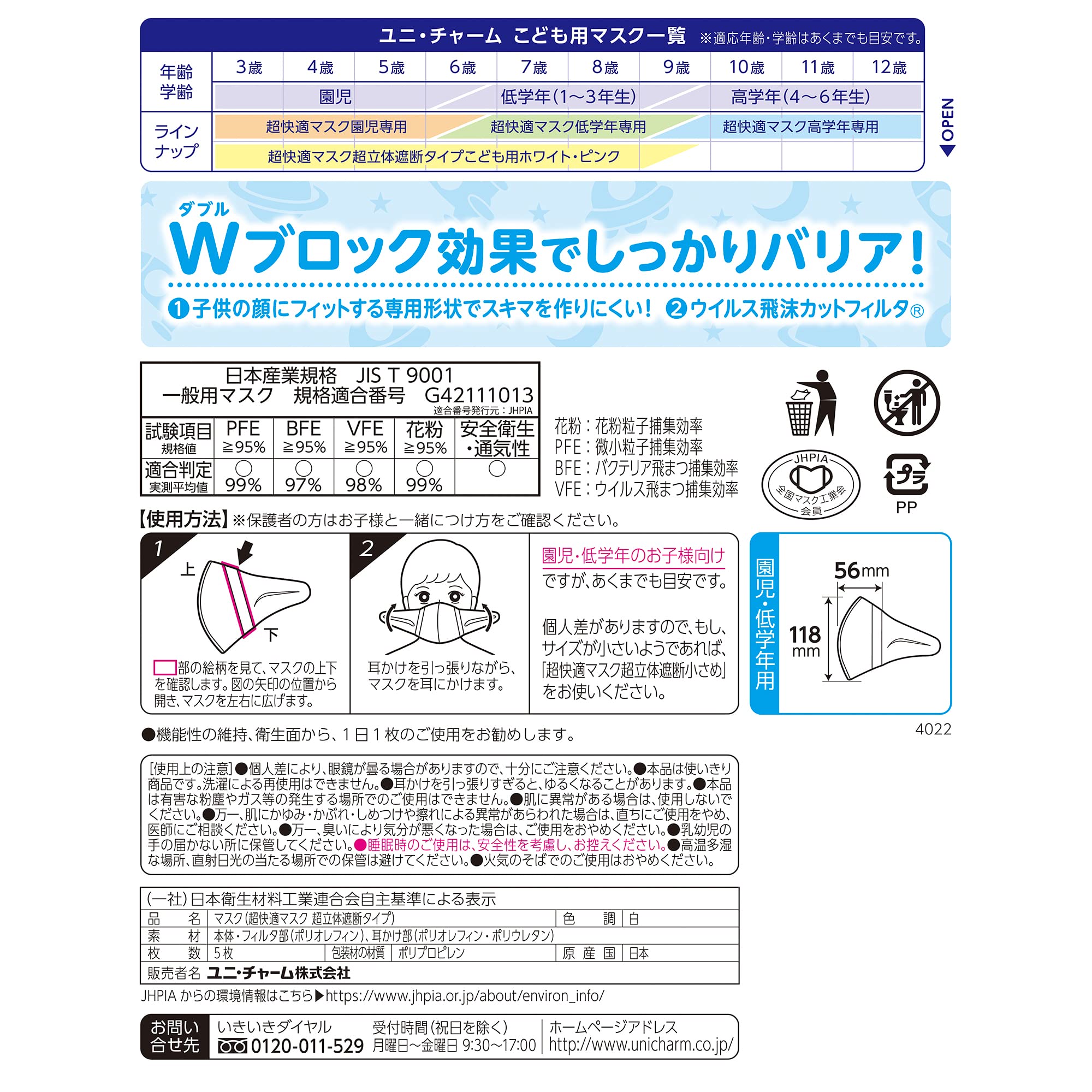 (Made in Japan, PM2.5 compatible) Super 3D mask for children, boys, 5 pieces (unicharm)