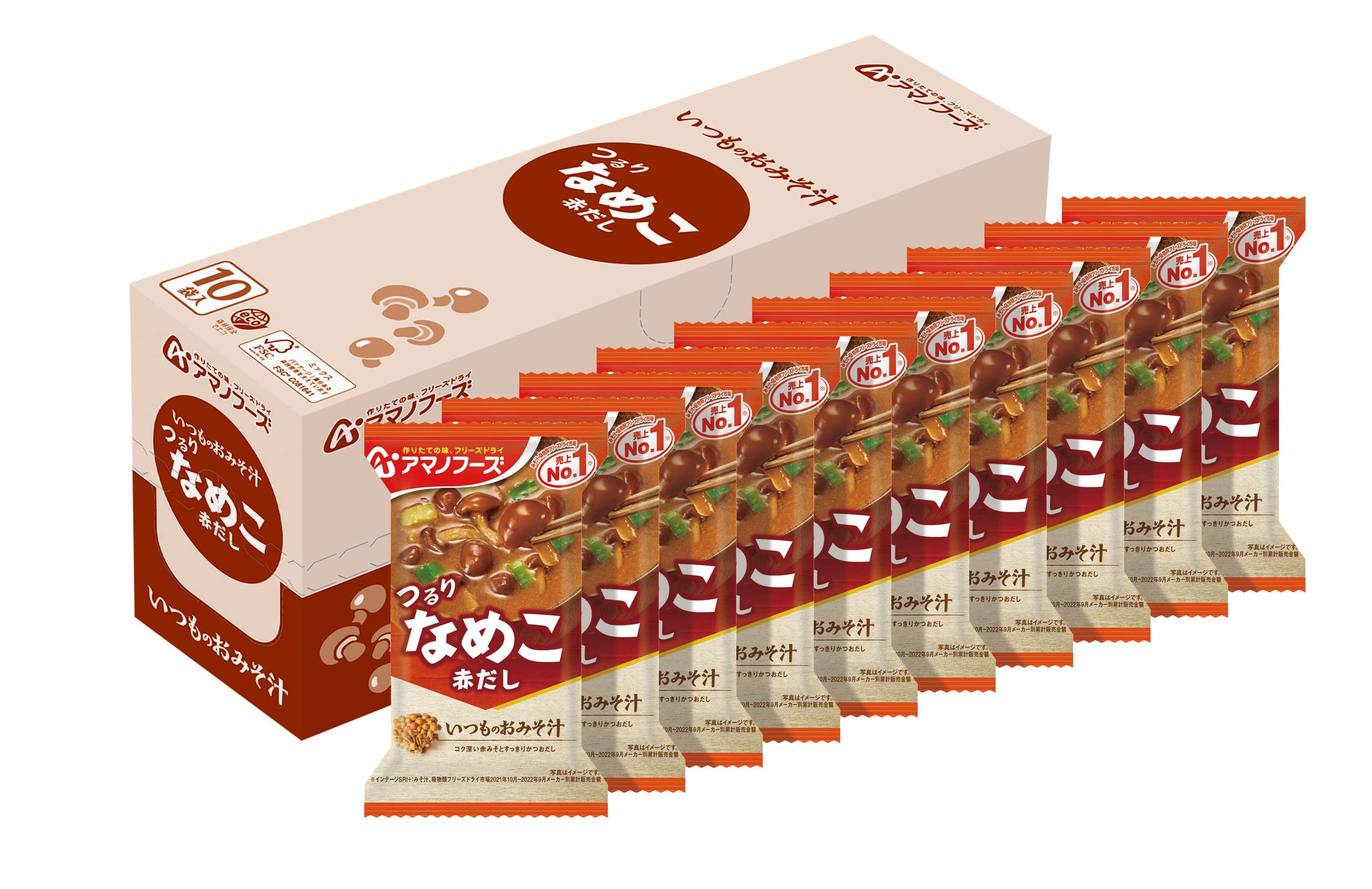 Amano Foods Súp Miso thông thường Red Nameko Nameko 8g x 10 miếng