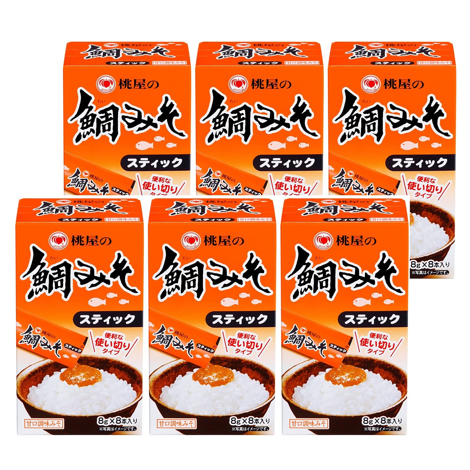 모모야 도미 미소 스틱 8g×8개들이×6상자【개포장 조미 된장 미소 스틱 단맛 상온 보존】