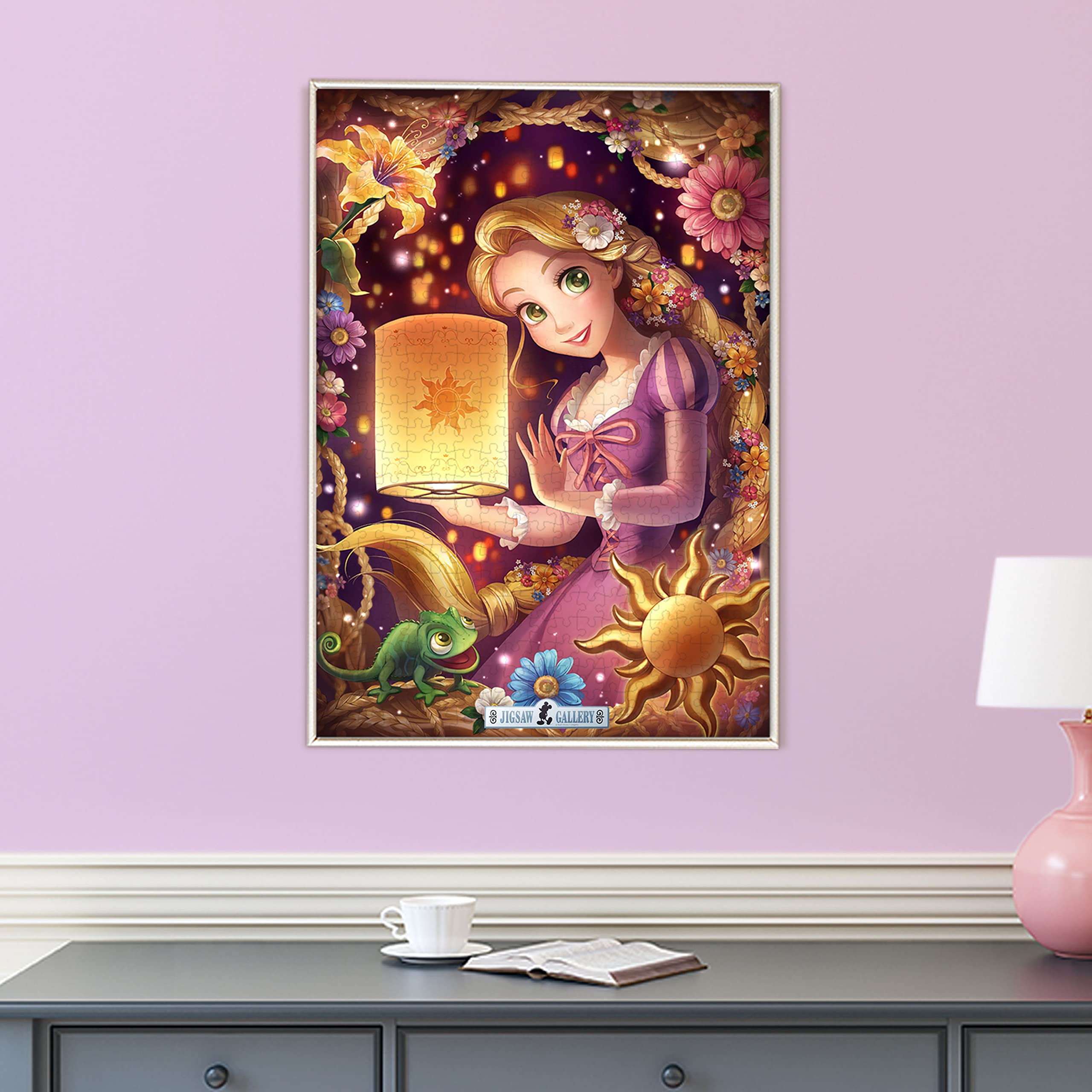 Tenyo [Made in Japan] Aluminum puzzle frame Disney exclusive safety panel for 500 pieces White (35x49cm) One-touch front opening method with locking function Mickey emblem plate hanging string hook included