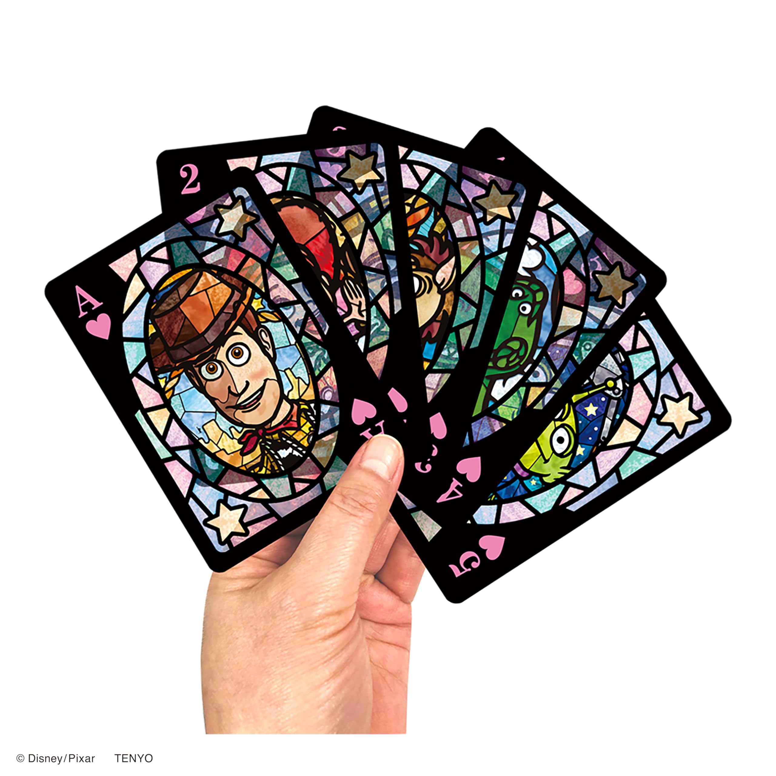 Tenyo Disney Pixar Character Stained Glass Playing Cards Transparent Stained Glass Style 54 Pieces All Different Characters PVC Material