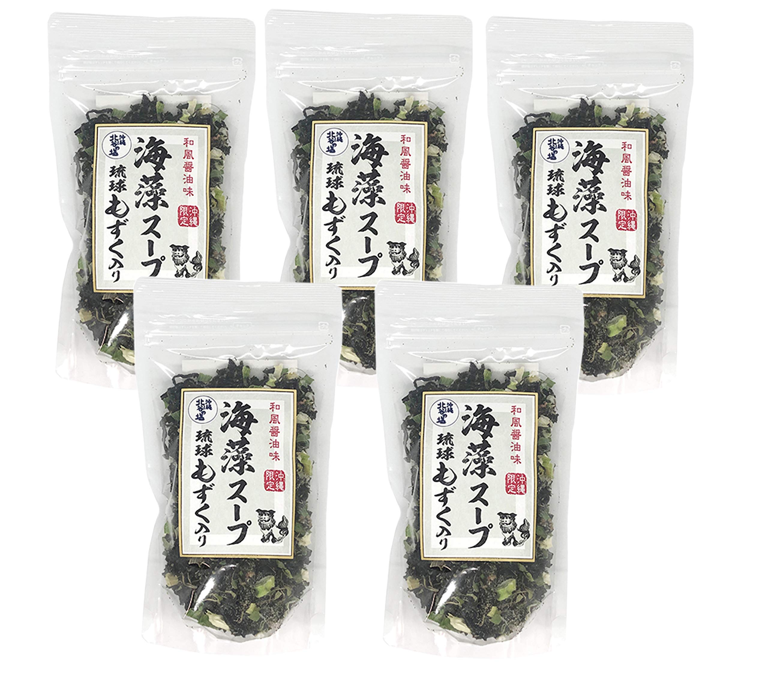 【정리 판매】 50g×5P 오키나와 한정 해조 수프 류큐 모즈쿠 들어가기 차탄 소금 사용 일본식 간장 맛