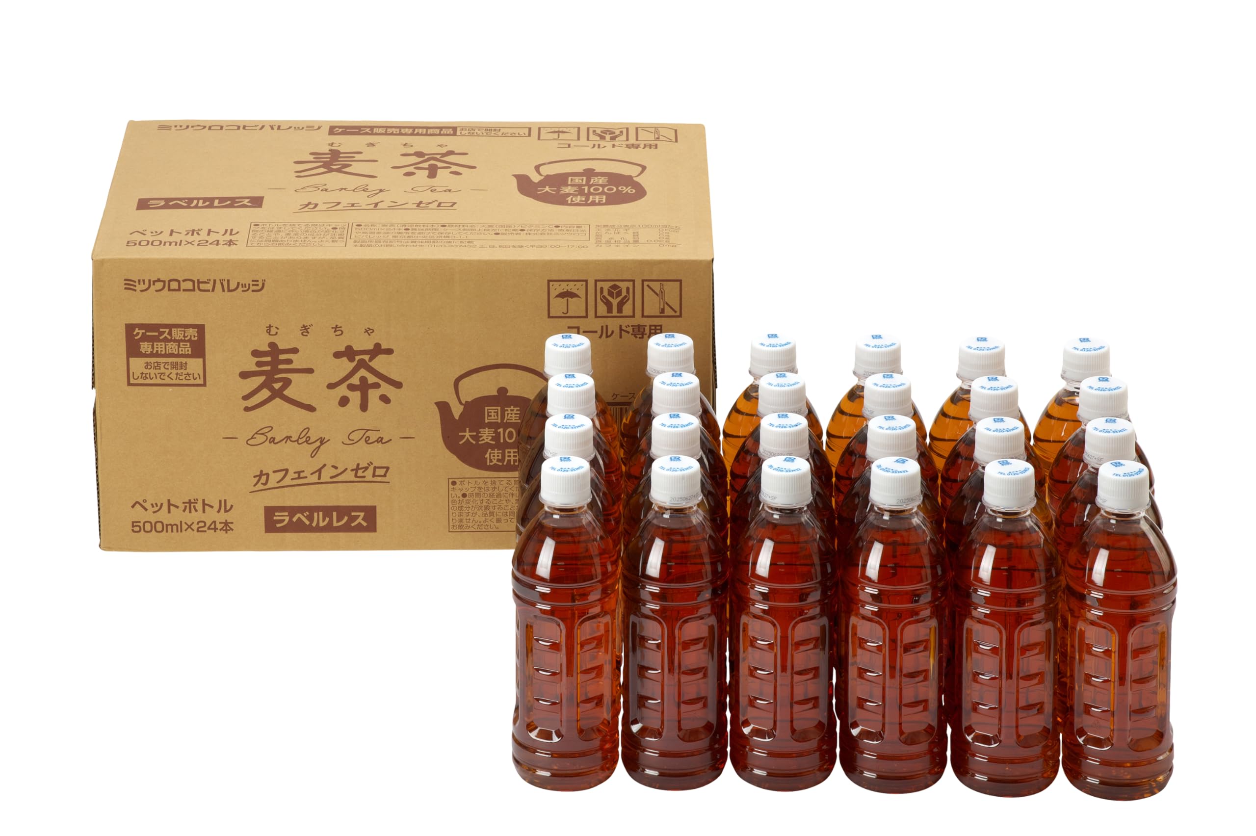 Mitsuuroko Beverage Tea Barley Tea Labelless 500ml x 24 Bottles Made of 100% Domestic Barley Zero Caffeine