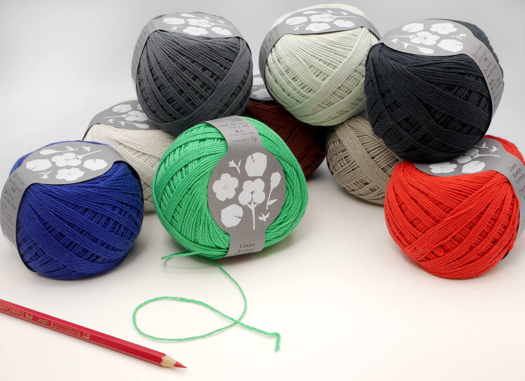 DARUMA Hand Knitted Wool Linen Ramie Cotton Medium Fine COL. 104 Royal Blue Approx. 50g 201m 4210