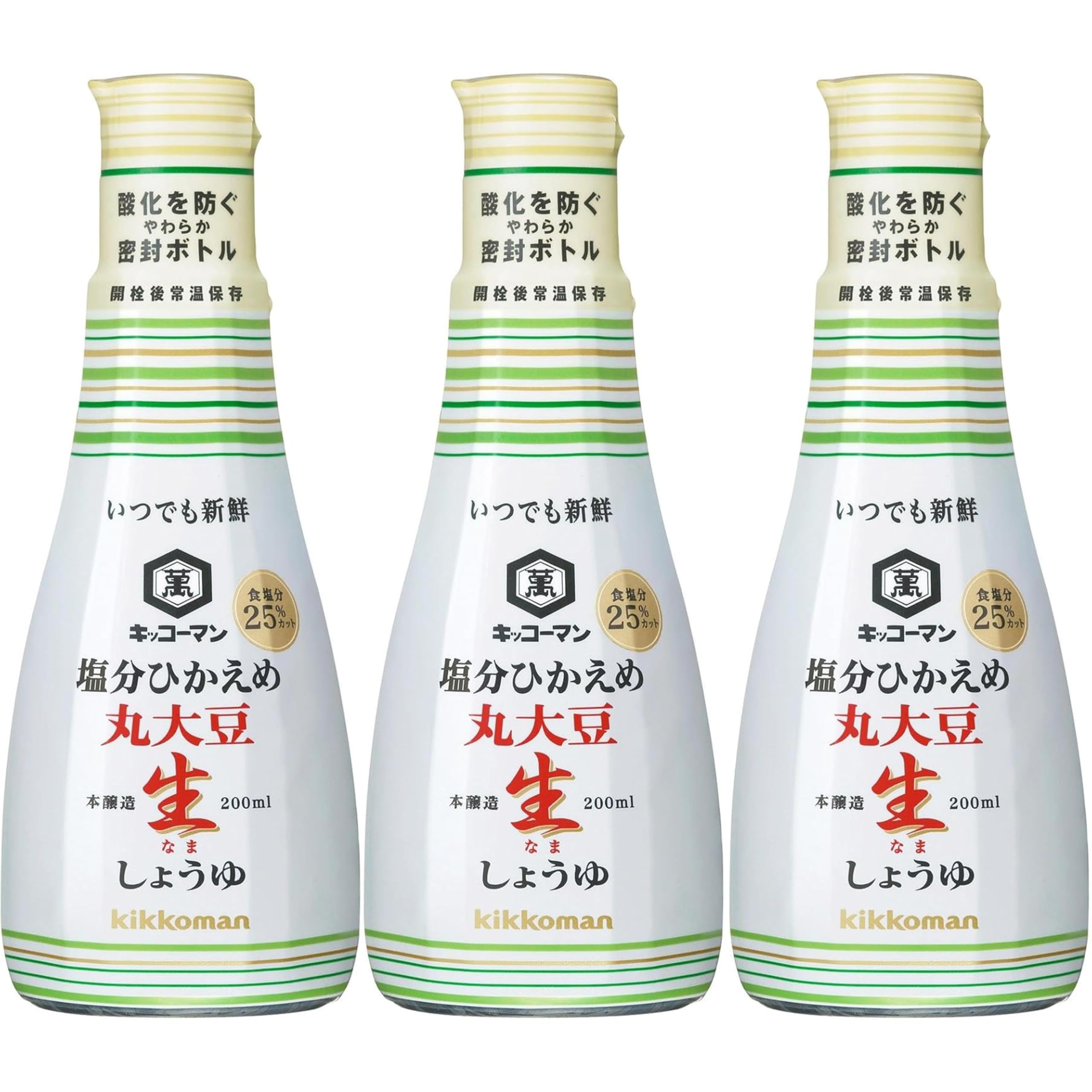 [Kikkoman] Always fresh, low-salt whole soybean raw soy sauce 200ml, 3 bottles [Shipped by Minoru Shoji]