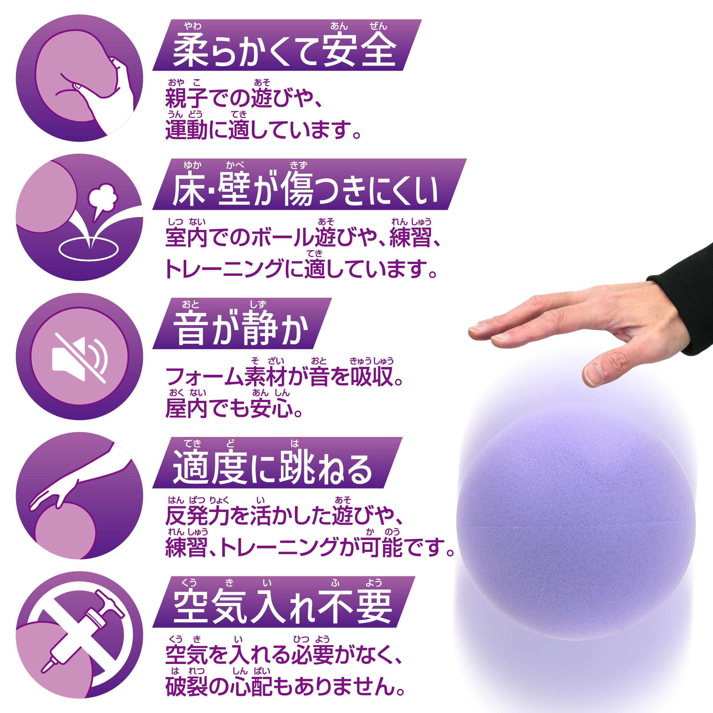 Ikeda Kogyo Indoor Sponge Ball [Quiet, Soft Polyurethane Material, Bouncing] (18cm)