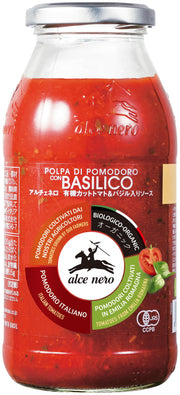 ALCE NERO Organic Cut Tomato & Basil Sauce (Organic Made in Italy) Organic Cut Tomato Basil 500g (x 1)