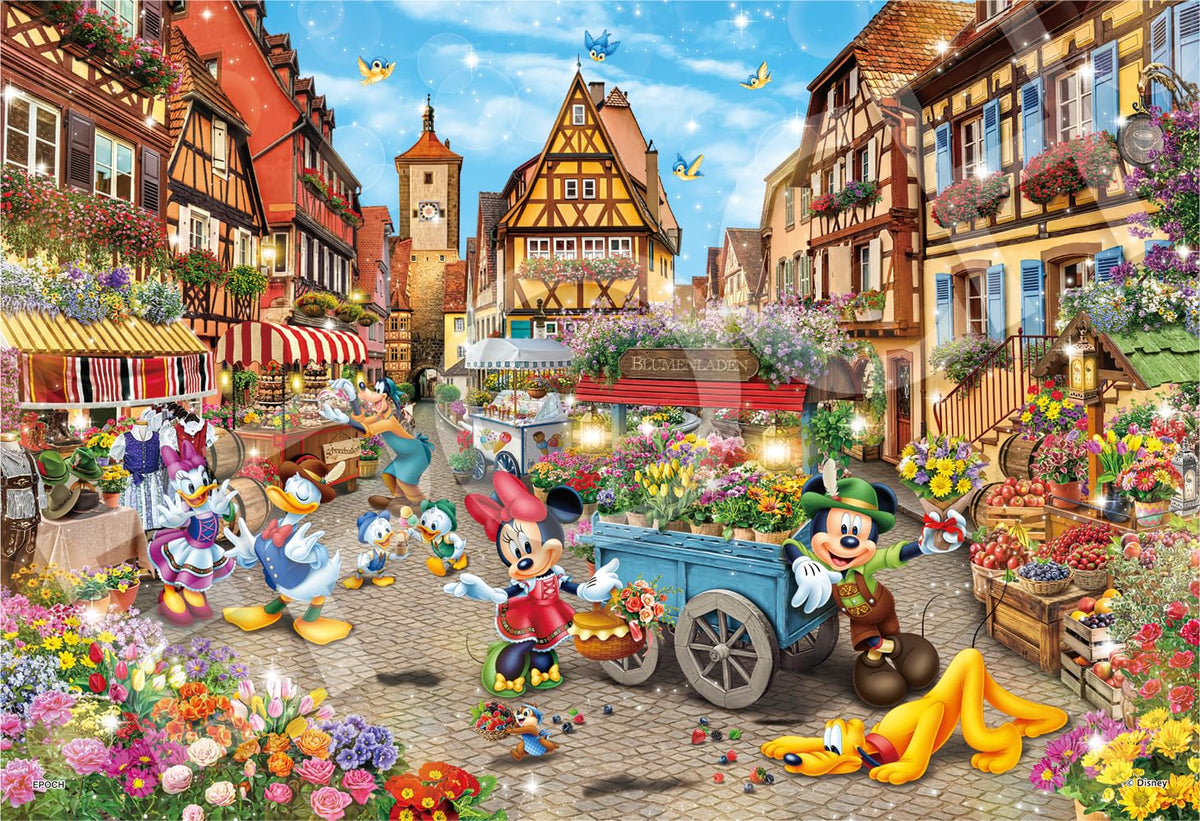Epoch Jigsaw Puzzle Disney Mickey & Friends Romantic Journey 300 ชิ้น 26 x 38 ซม. พร้อมกาวและไม้พายพร้อมสติ๊กเกอร์ตกแต่ง 73-413s