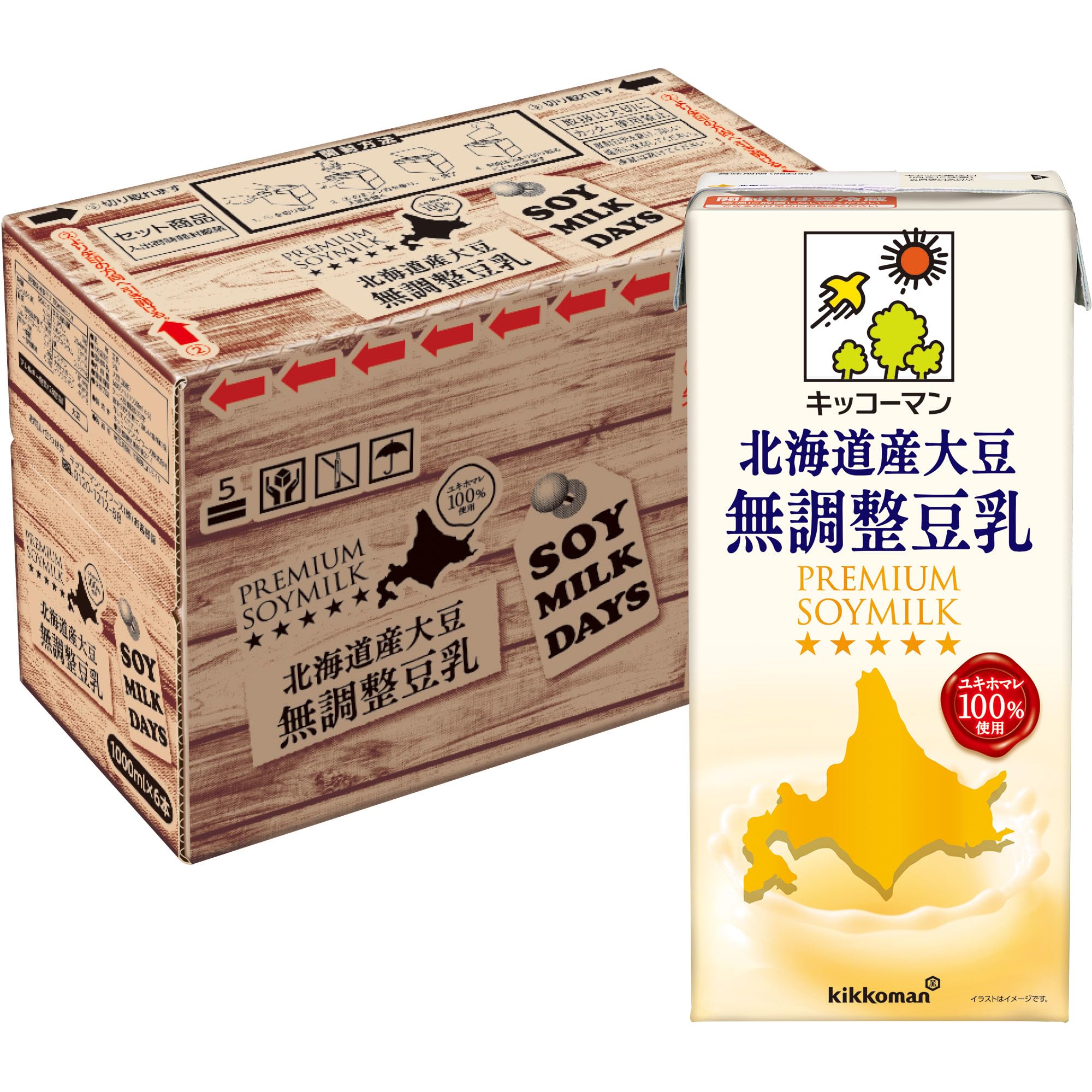 Kikkoman Hokkaido soybean unadjusted soymilk SOYMILKDAYS 1000ml x 6 bottles