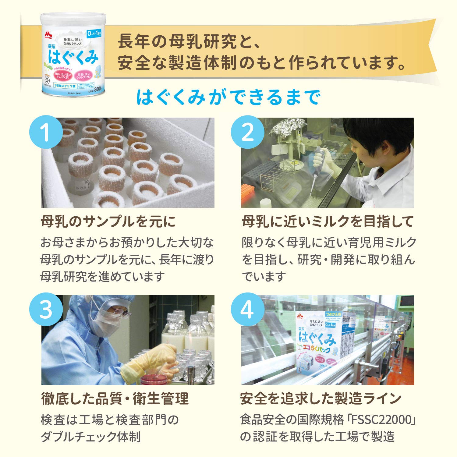 모리나가 하구쿠미 대통 800g [0개월~1세 신생아 아기 분유] 락토페린 3종류의 올리고당