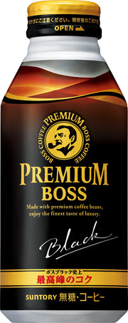 Suntory Coffee Premium Boss Black 390g Bottle Can x 24