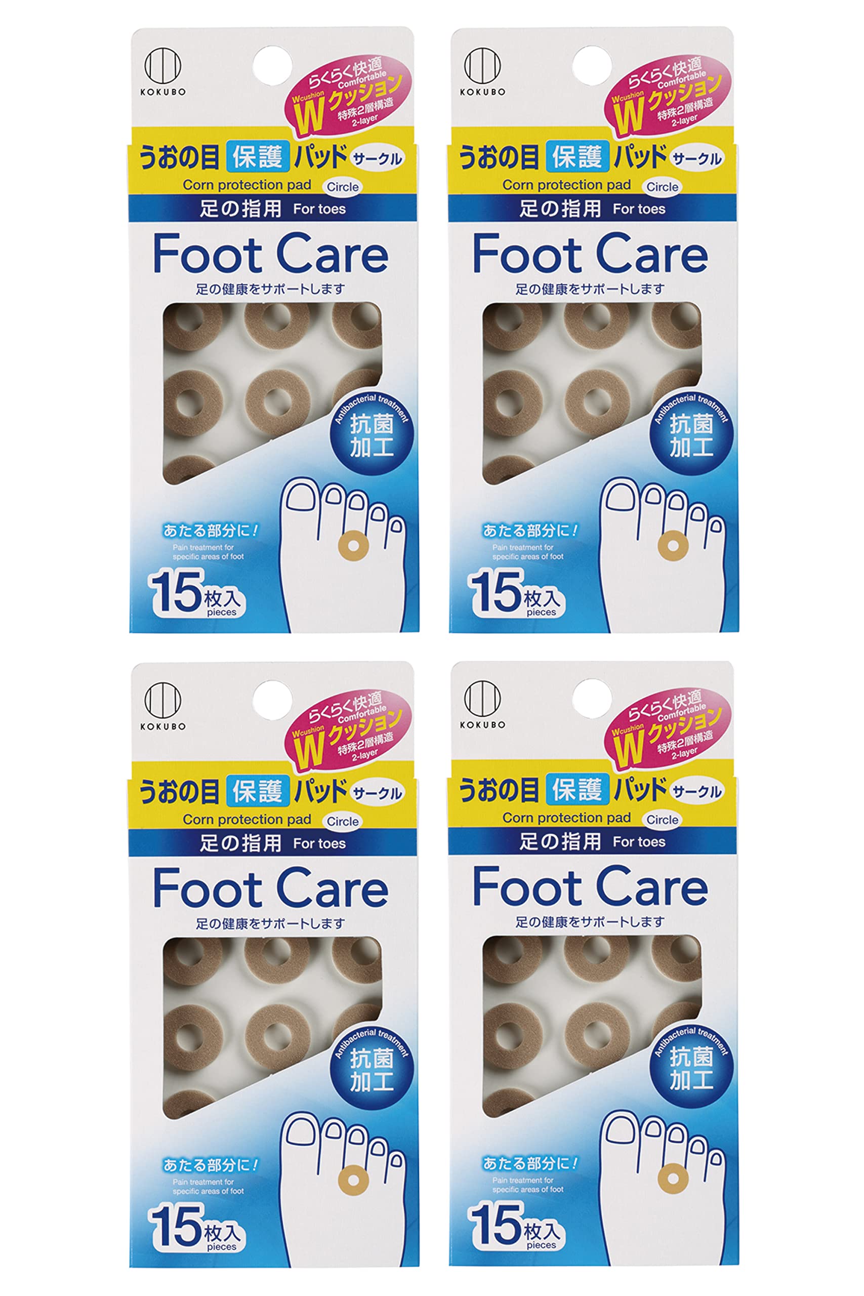 코쿠보 공업소 Foot Care (풋 케어) 우오노 눈 보호 패드 (15장입×4개 세트 / 서클) 물고기 눈 다리 손가락용 마메 타코