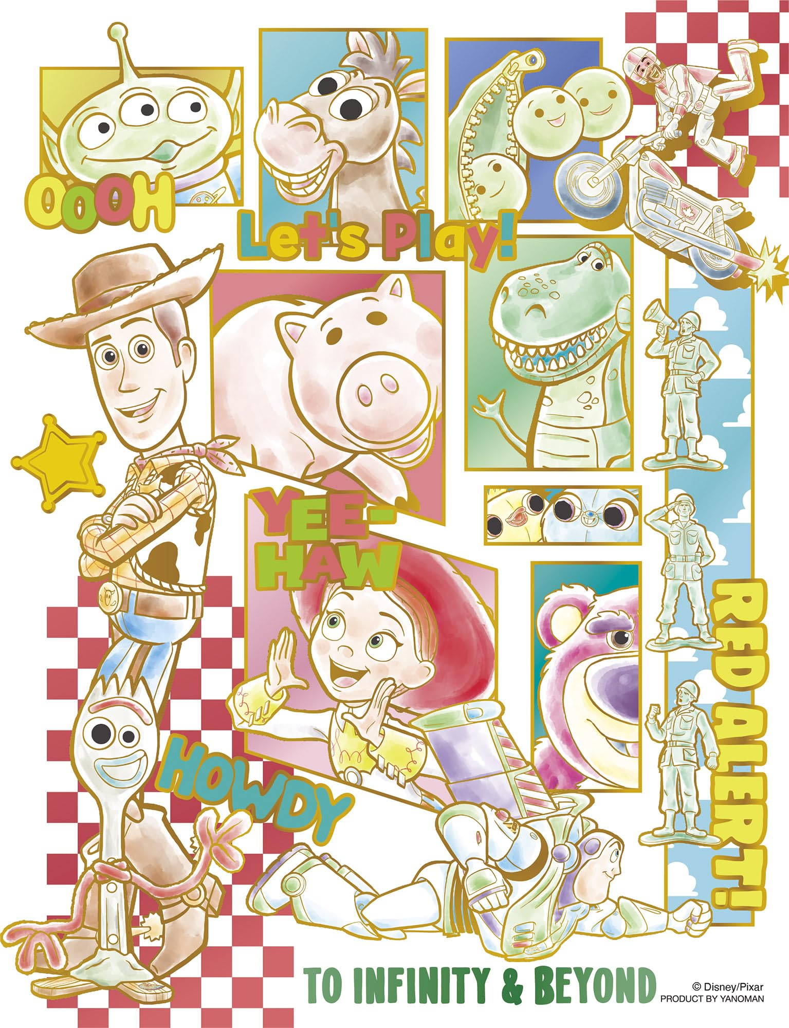 Yanoman [Made in Japan] 300 piece jigsaw puzzle bubble wrap light Disney Colorful Gold/Toy Story 42-116 (16.5 x 21.5cm) Piece request form included Glue included Spatula included