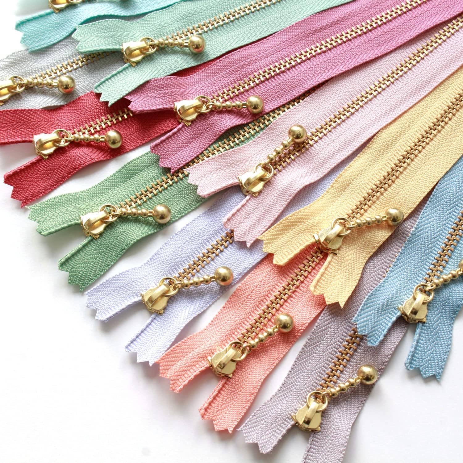 Y.K.K Beaded Zipper Nuance Color 12 Color Set 12cm Gold 3G12-N12MIX