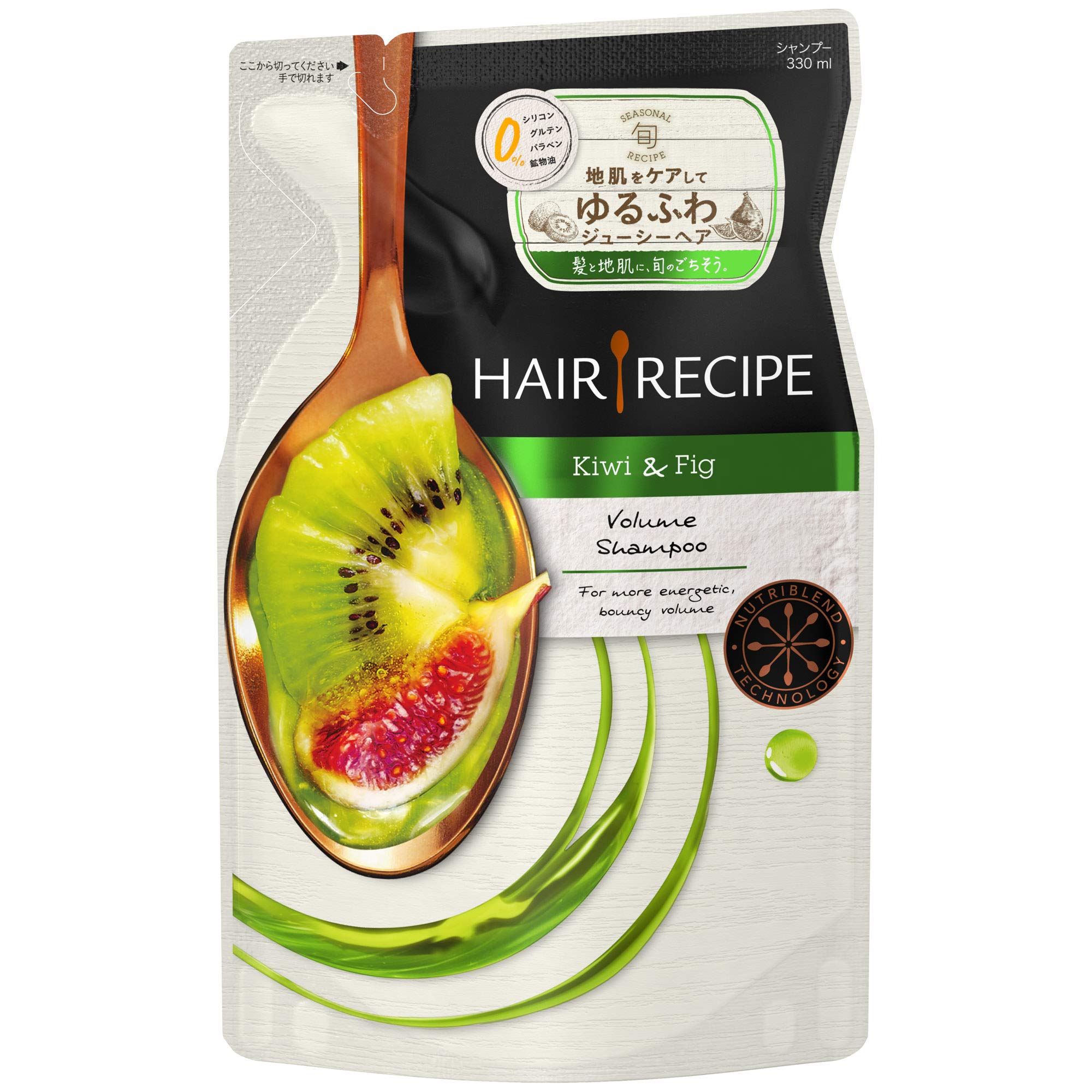 Hair Recipe Kiwi Empower Volume Flat Hair Soft Care Shampoo Refill 330mL