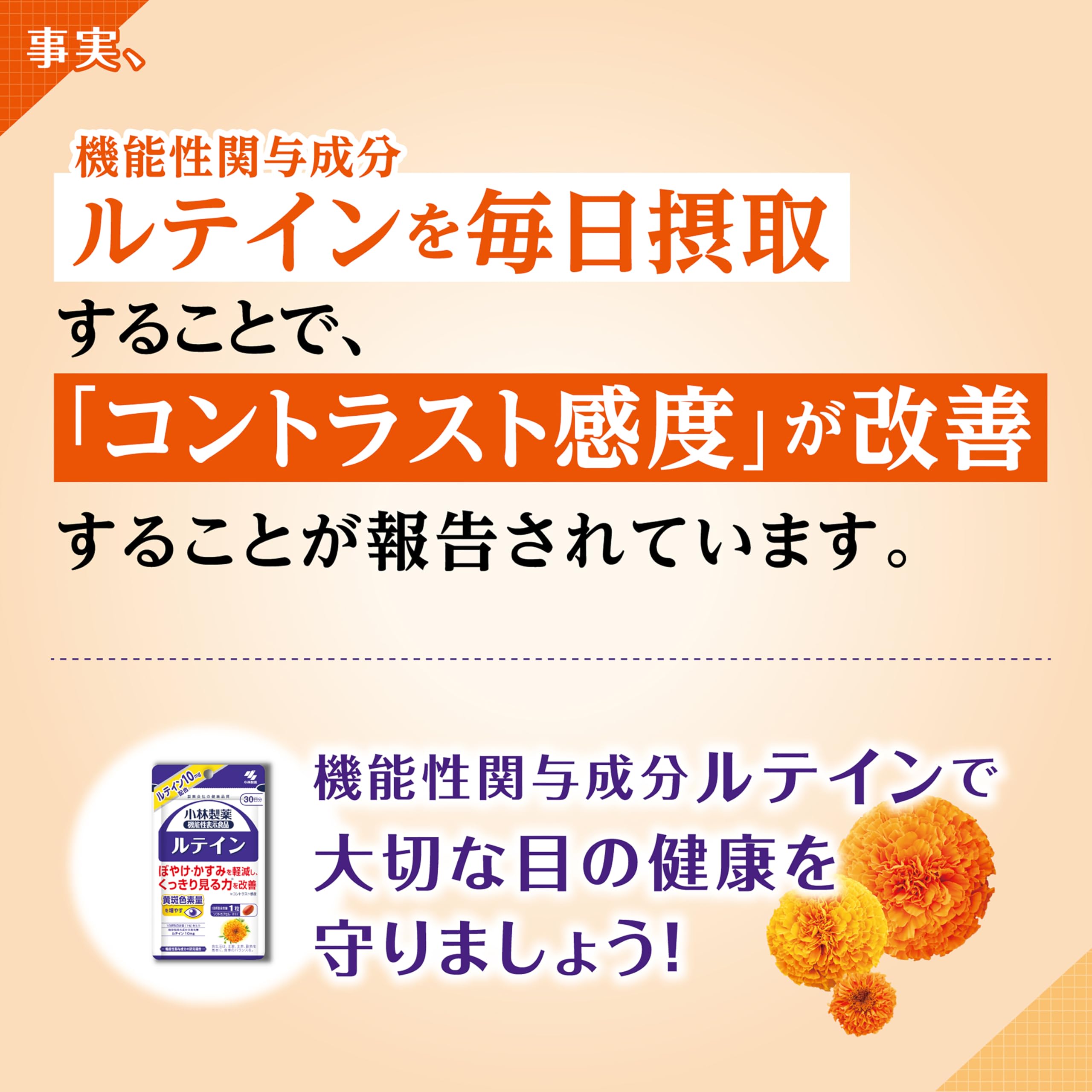 고바야시 제약의 영양 보조 식품 루테인 서프리 【흐릿한·카스미 대책 선명하게 보는 힘 대책】 눈의 서플러 루테인 서플리 보충제