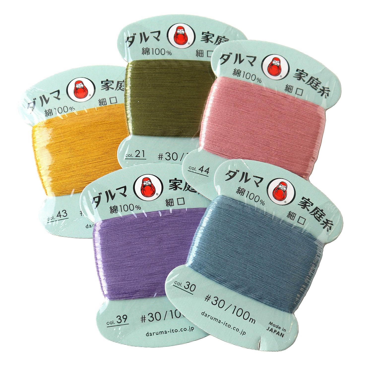Nippon Chuko Yokota Daruma Home Thread Hand Sewing Thread 30 Count Narrow Mouth "Nuance Color" 5 Color Set FDRS