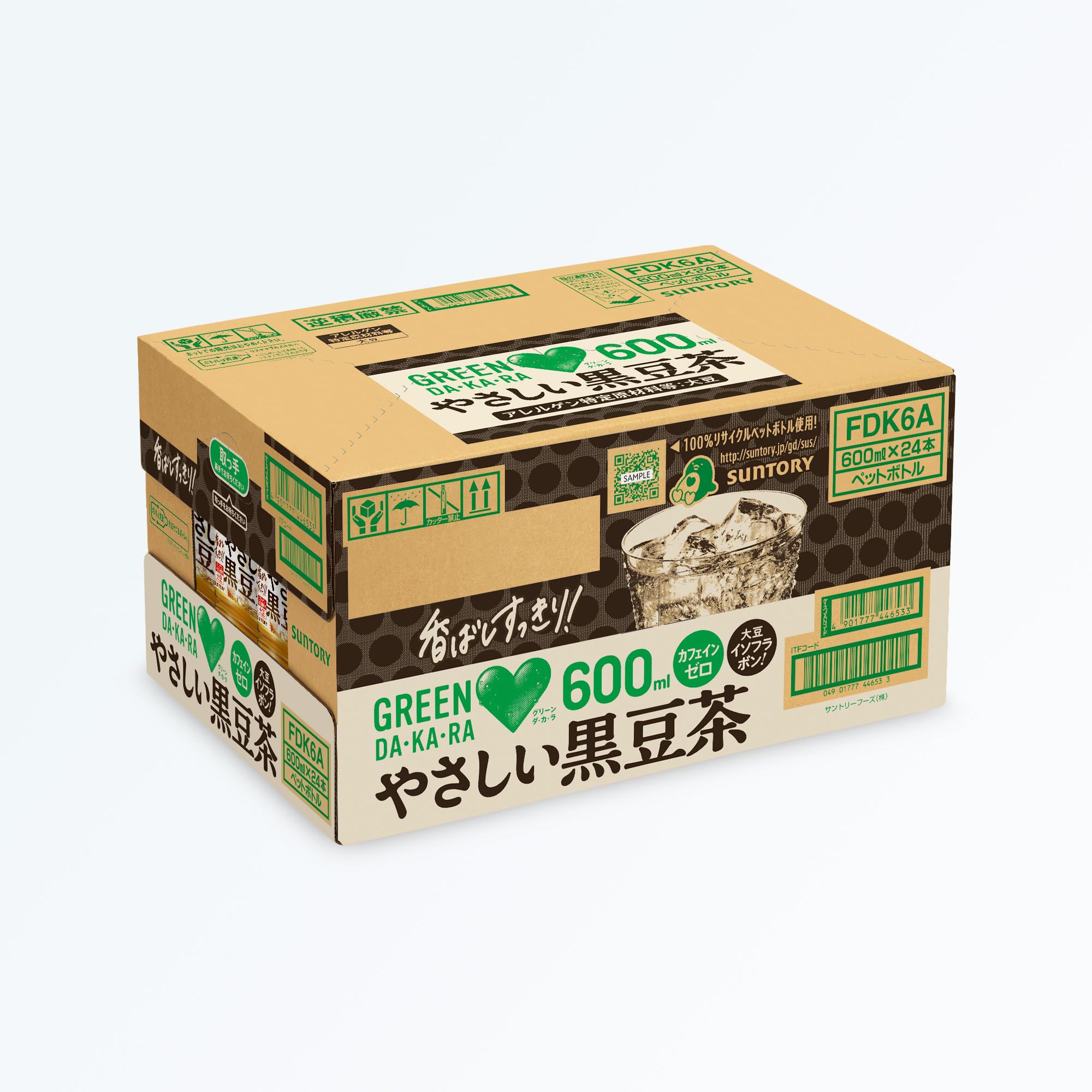 GREEN DA・KA・RA (Green Dakara) Suntory Easy Black Bean Tea Caffeine Free 600ml x24 bottles