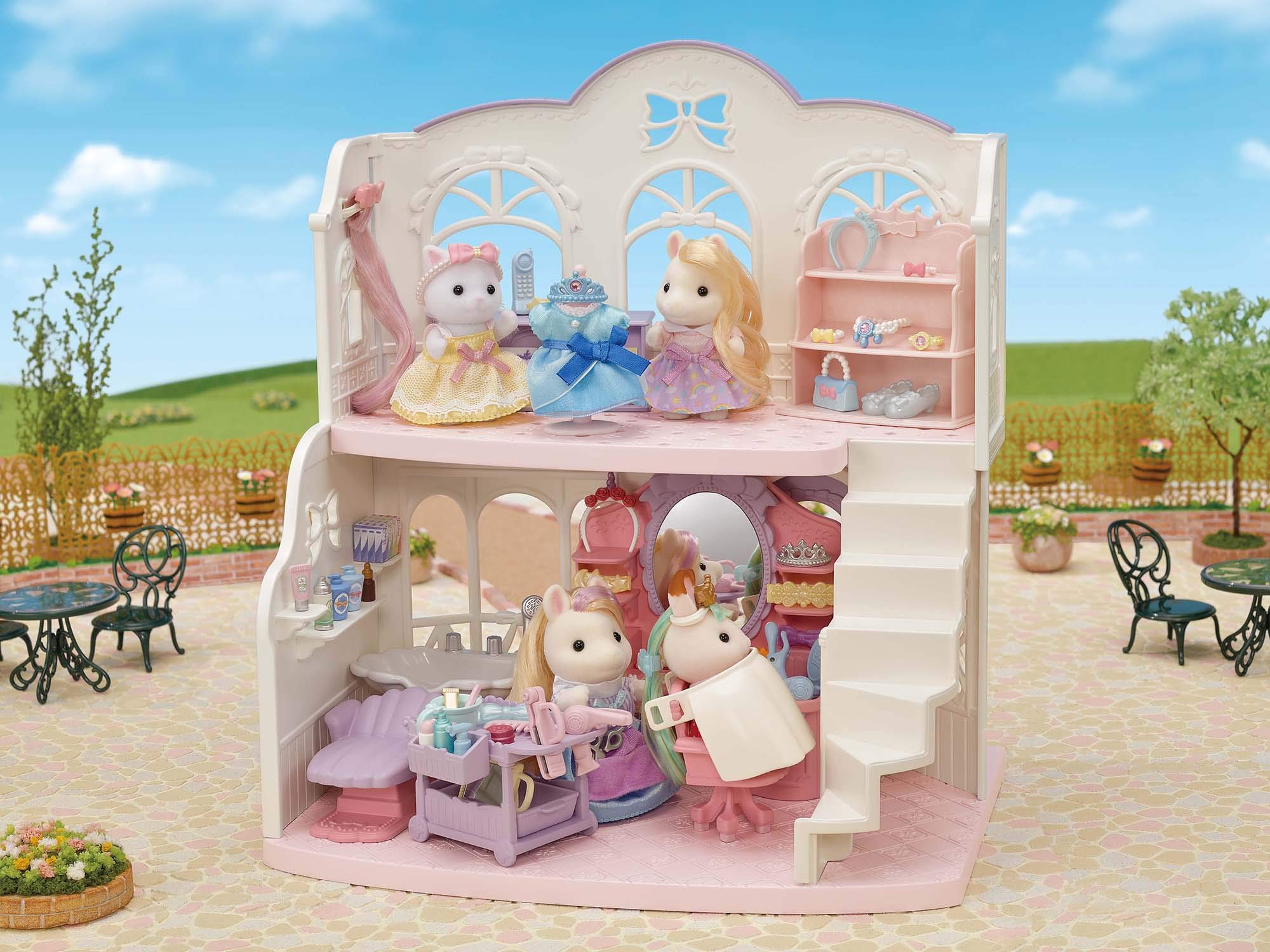 Tiệm làm tóc Sylvanian Families [Bộ làm tóc Pony sành điệu] Chứng nhận Fu-15 ST Mark dành cho Nhà búp bê đồ chơi từ 3 tuổi trở lên EPOCH