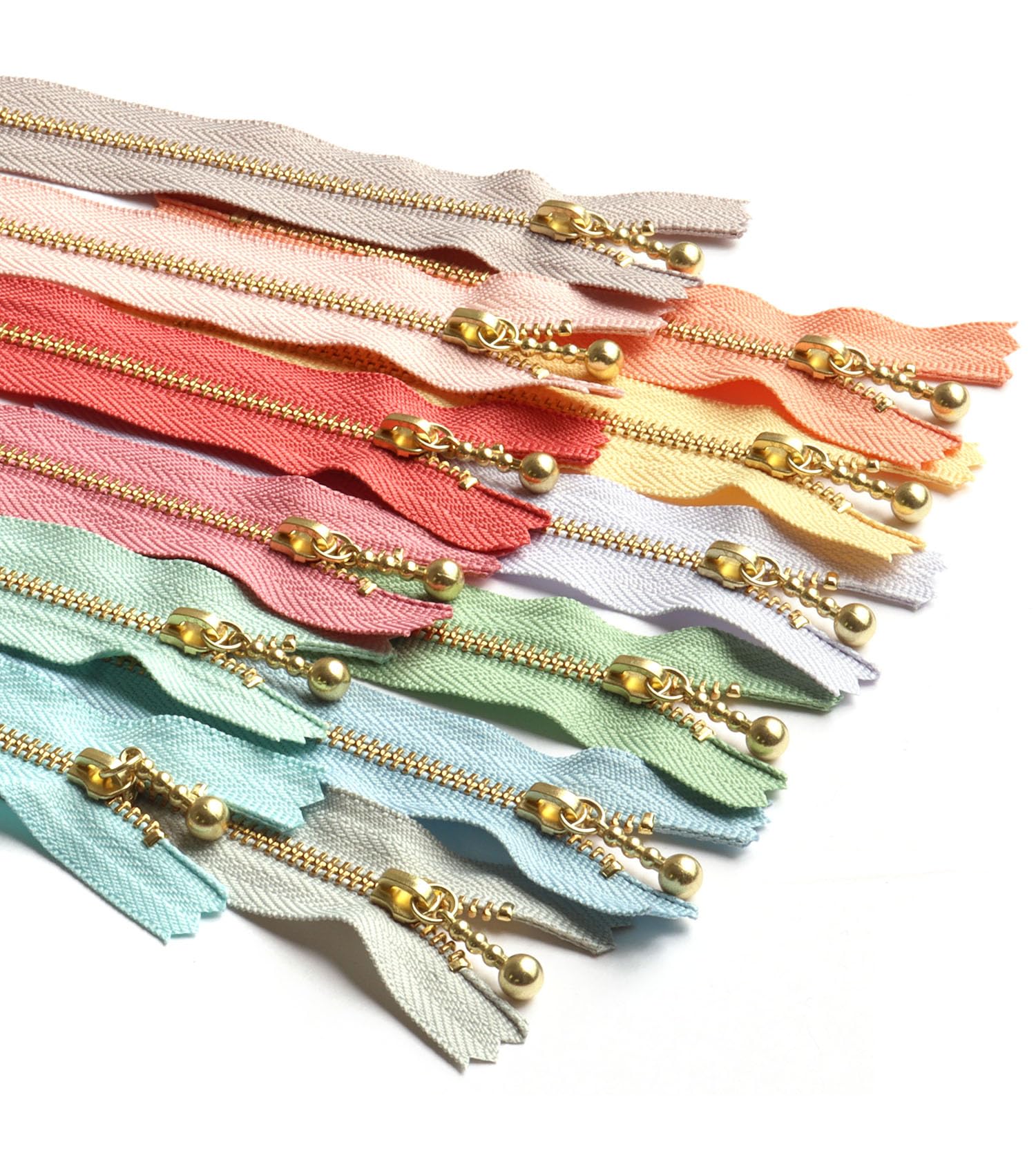Y.K.K Beaded Zipper Nuance Color 12 Color Set 12cm Gold 3G12-N12MIX