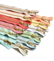 Y.K.K Beaded Zipper Nuance Color 12 Color Set 12cm Gold 3G12-N12MIX