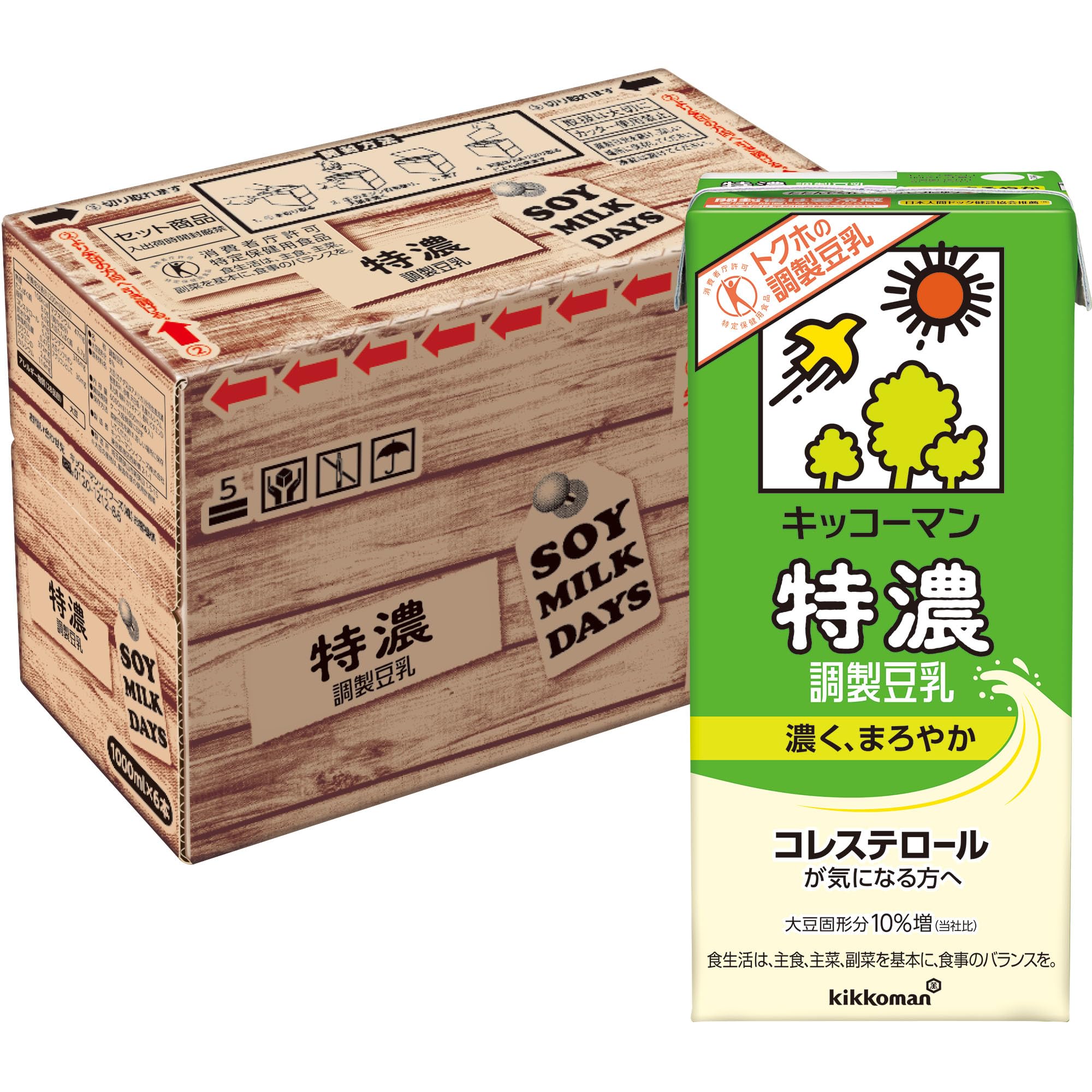 Kikkoman Specially Concentrated Soy Milk SOYMILK DAYS 1000ml x 6 bottles [Food for Specified Health Use]